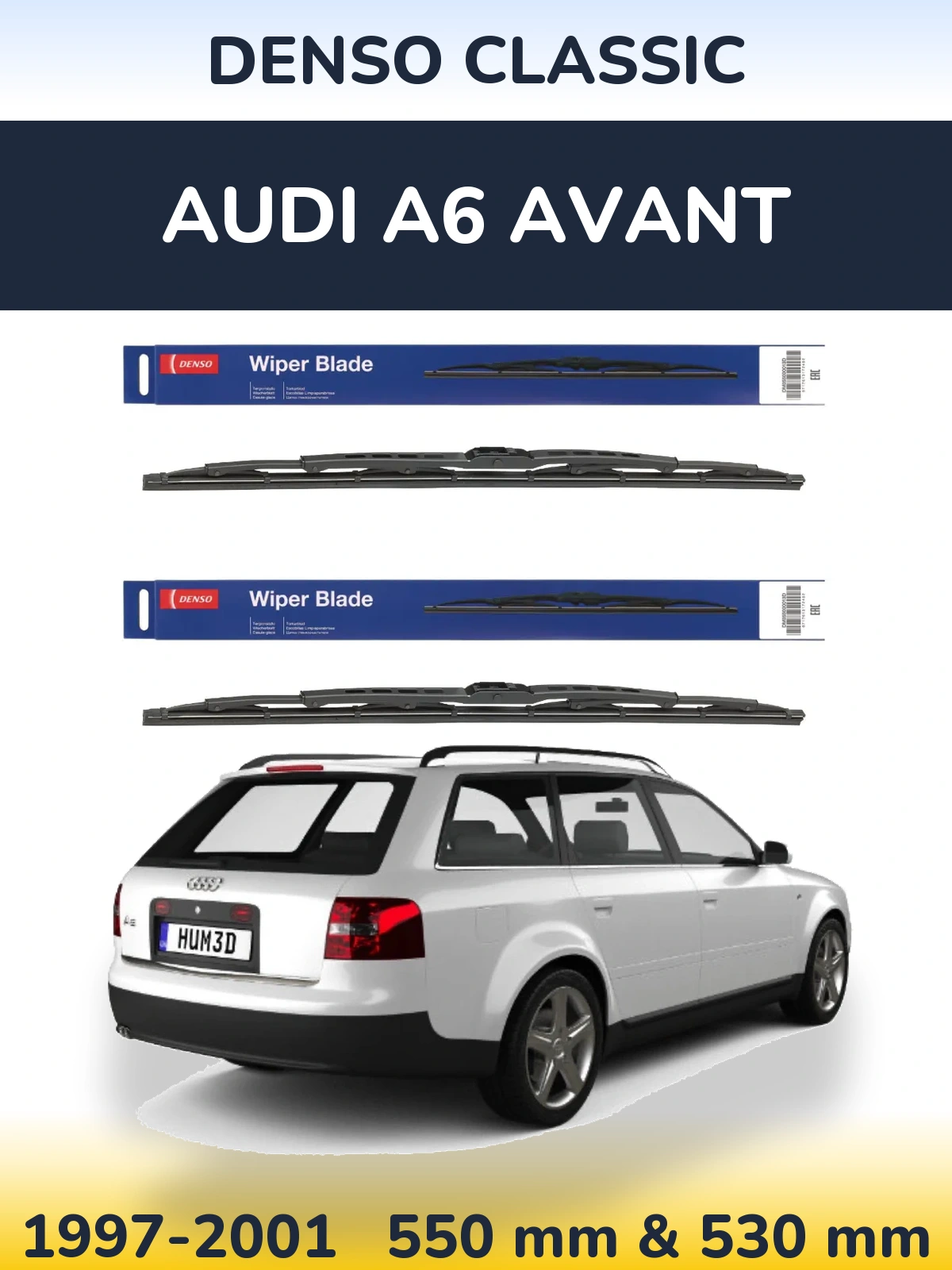 Komplet przednich wycieraczek Denso Classic 550 & 530 mm do Audi A6 Avant 1997-2001