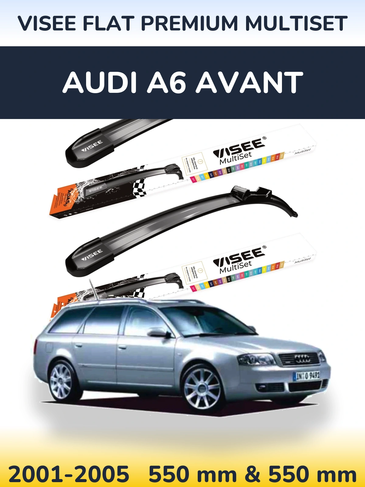 Komplet przednich wycieraczek VISEE FLAT PREMIUM MultiSet 550 & 550 mm do Audi A6 Avant 2001-2005
