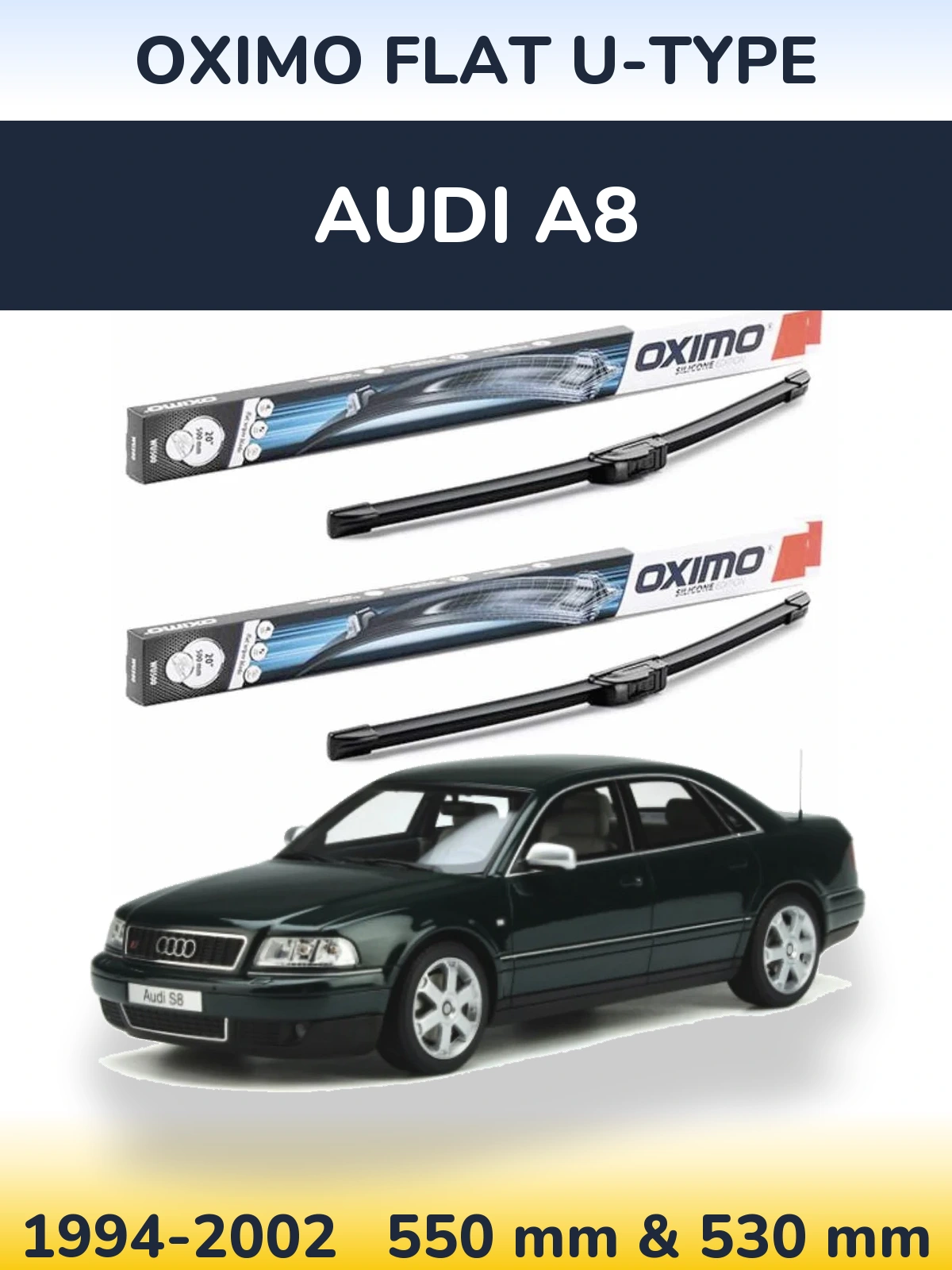 Комплект передних дворников Oximo Flat U-type 550 & 530 мм для Audi A8 1994-2002