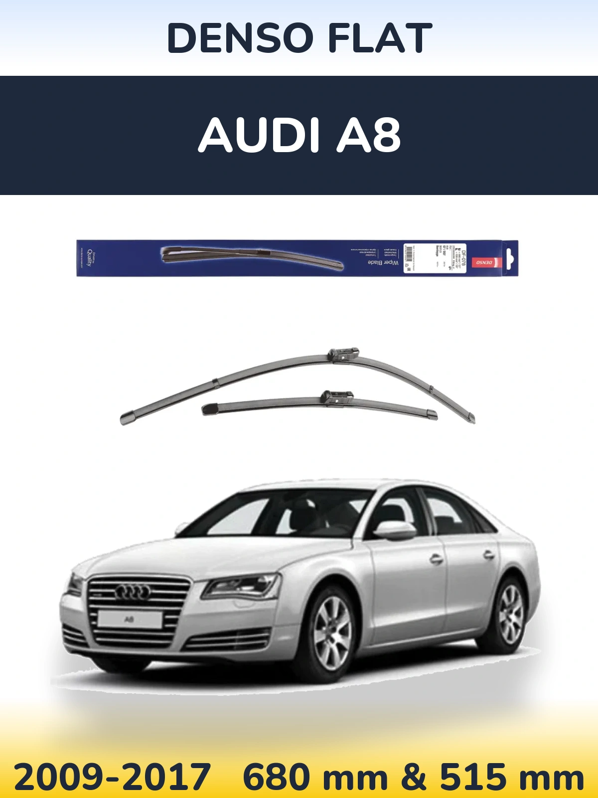 Komplet przednich wycieraczek Denso Flat 680 & 500 mm do Audi A8 2009-2017