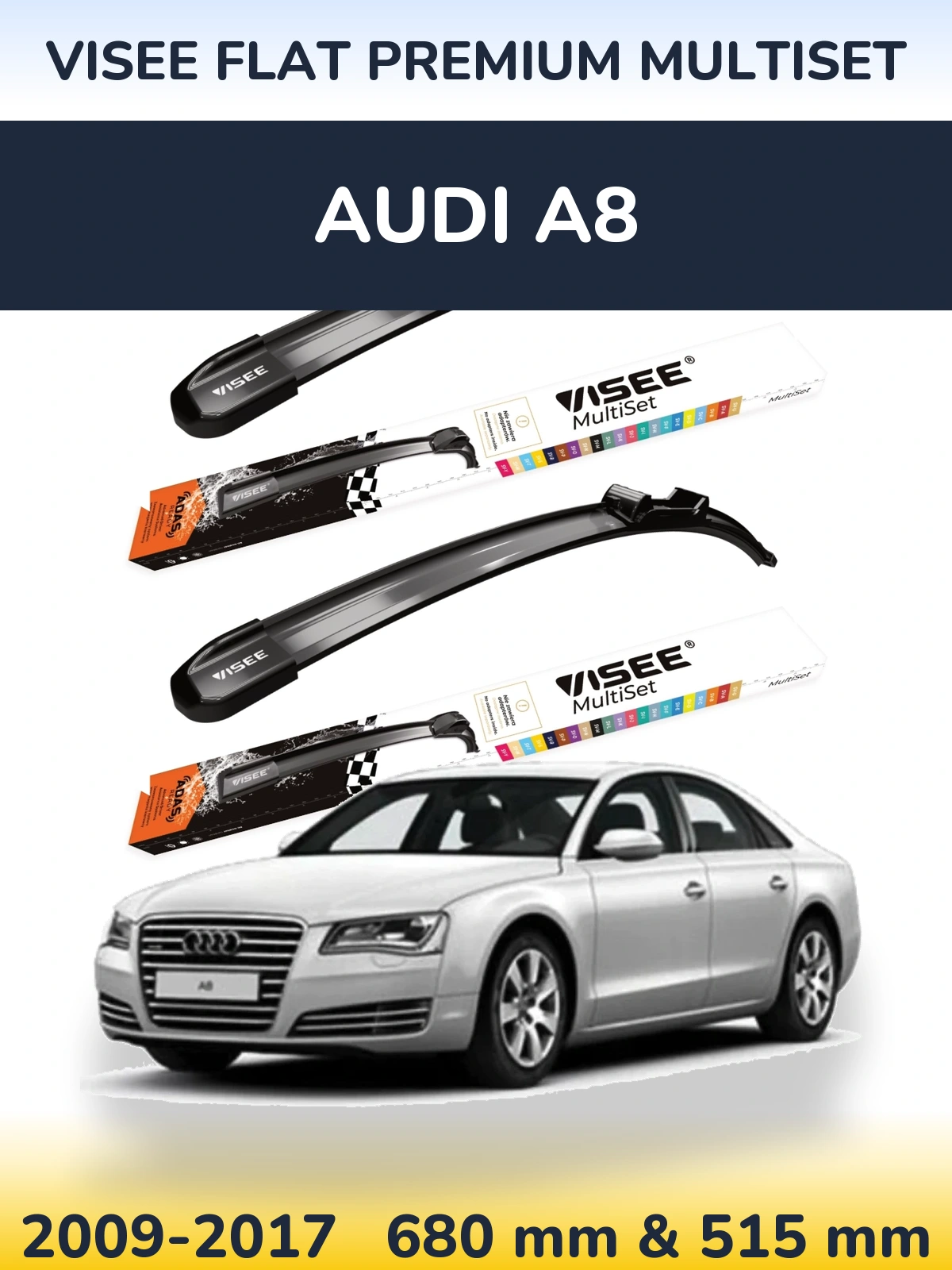 Komplet przednich wycieraczek VISEE FLAT PREMIUM MultiSet 680 & 500 mm do Audi A8 2009-2017