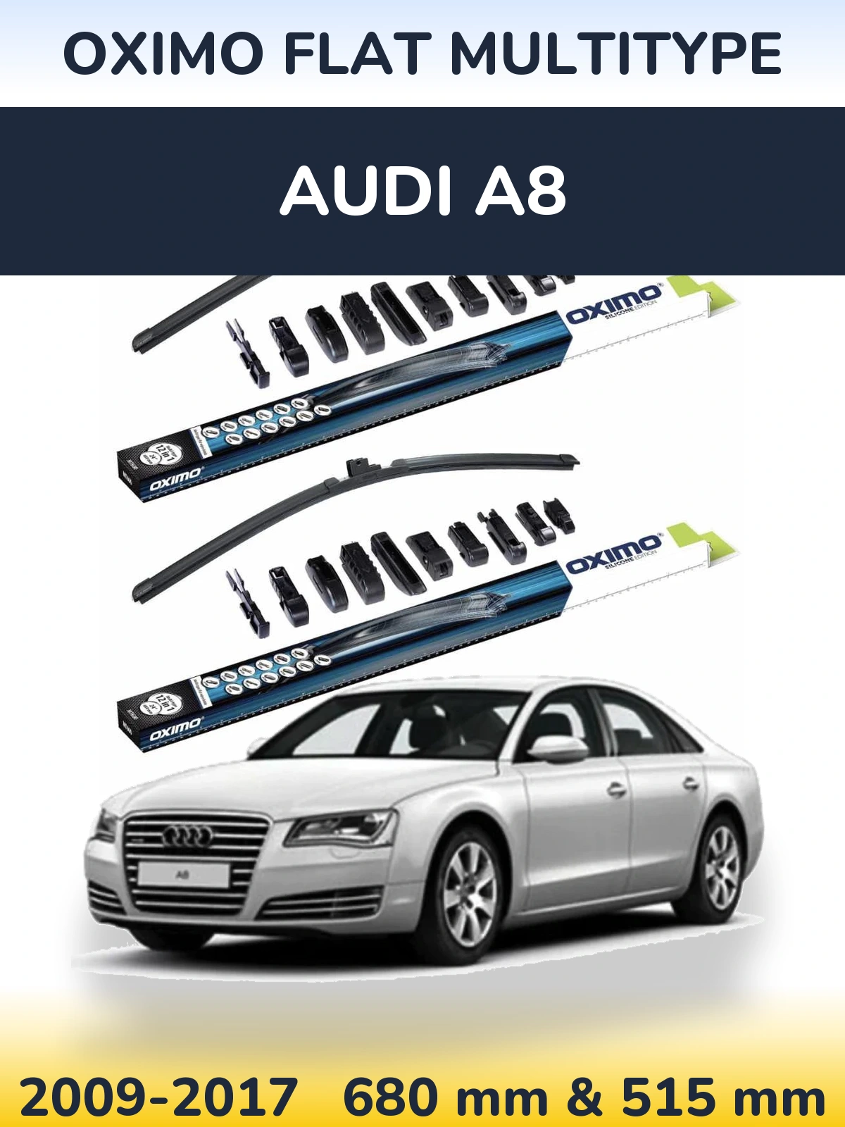 Front wiper blade set Oximo Flat MultiTypee 700 & 500 mm for Audi A8 2009-2017