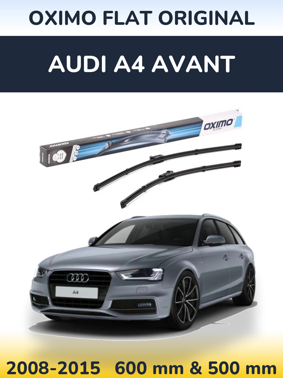 Комплект передних дворников Oximo Flat Original 600 & 500 мм для Audi A4 Avant 2008-2015