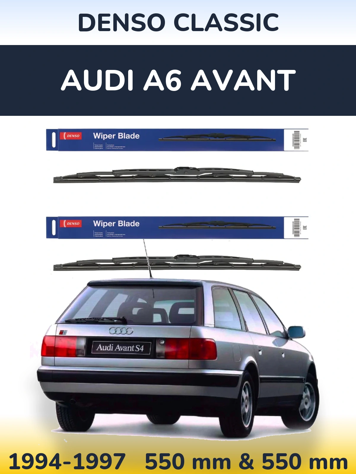 Комплект передніх щіток Denso Classic 550 & 550 мм для Audi A6 Avant 1994-1997