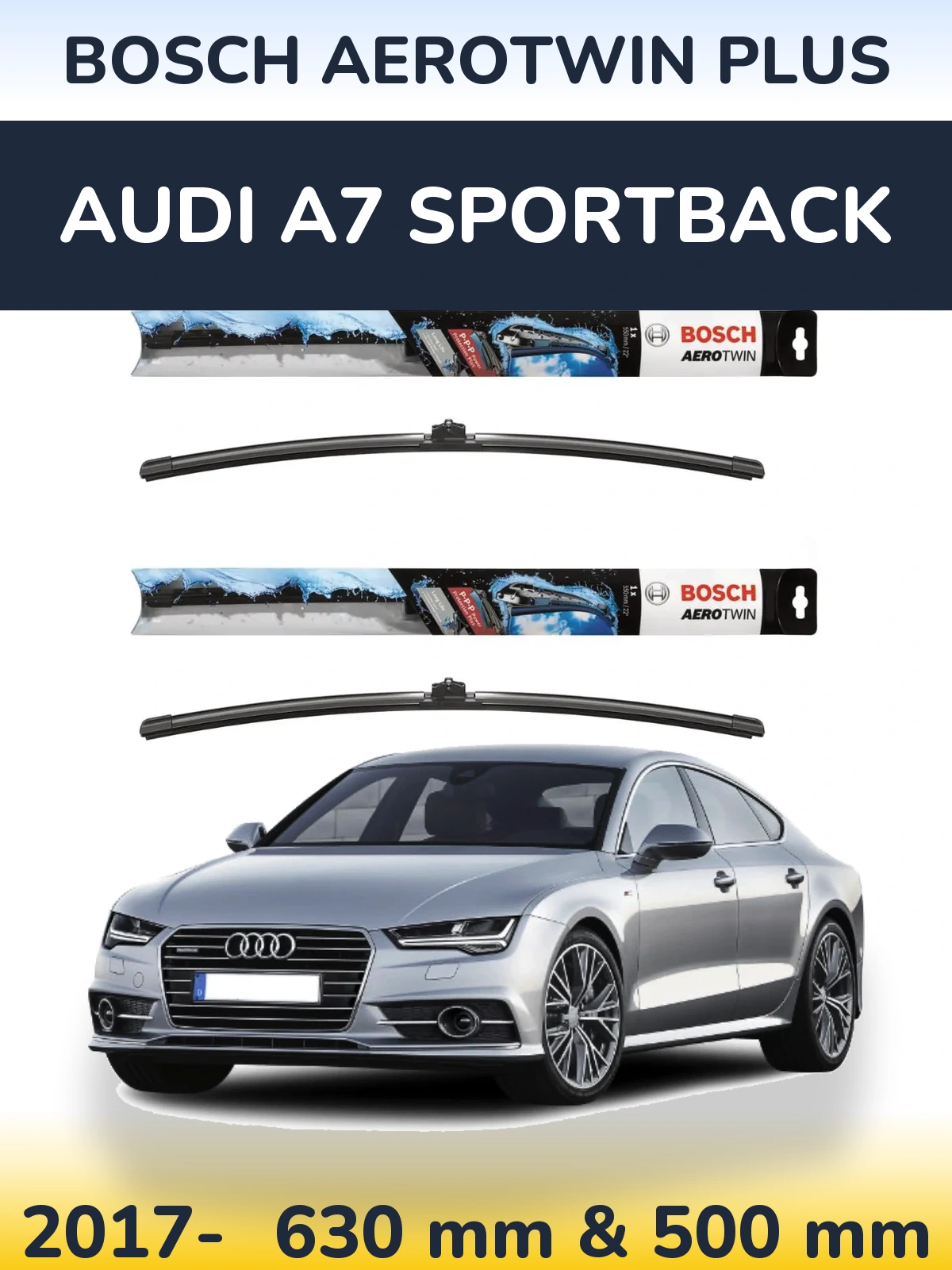 Komplet przednich wycieraczek BOSCH AeroTwin Plus 600 & 500 mm do Audi A7 Sportback 2017-2026