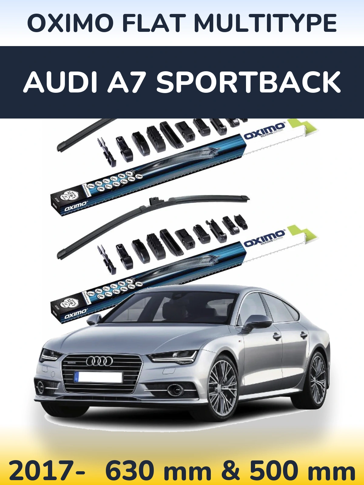 Комплект передніх щіток Oximo Flat MultiТипe 600 & 500 мм для Audi A7 Sportback 2017-2026