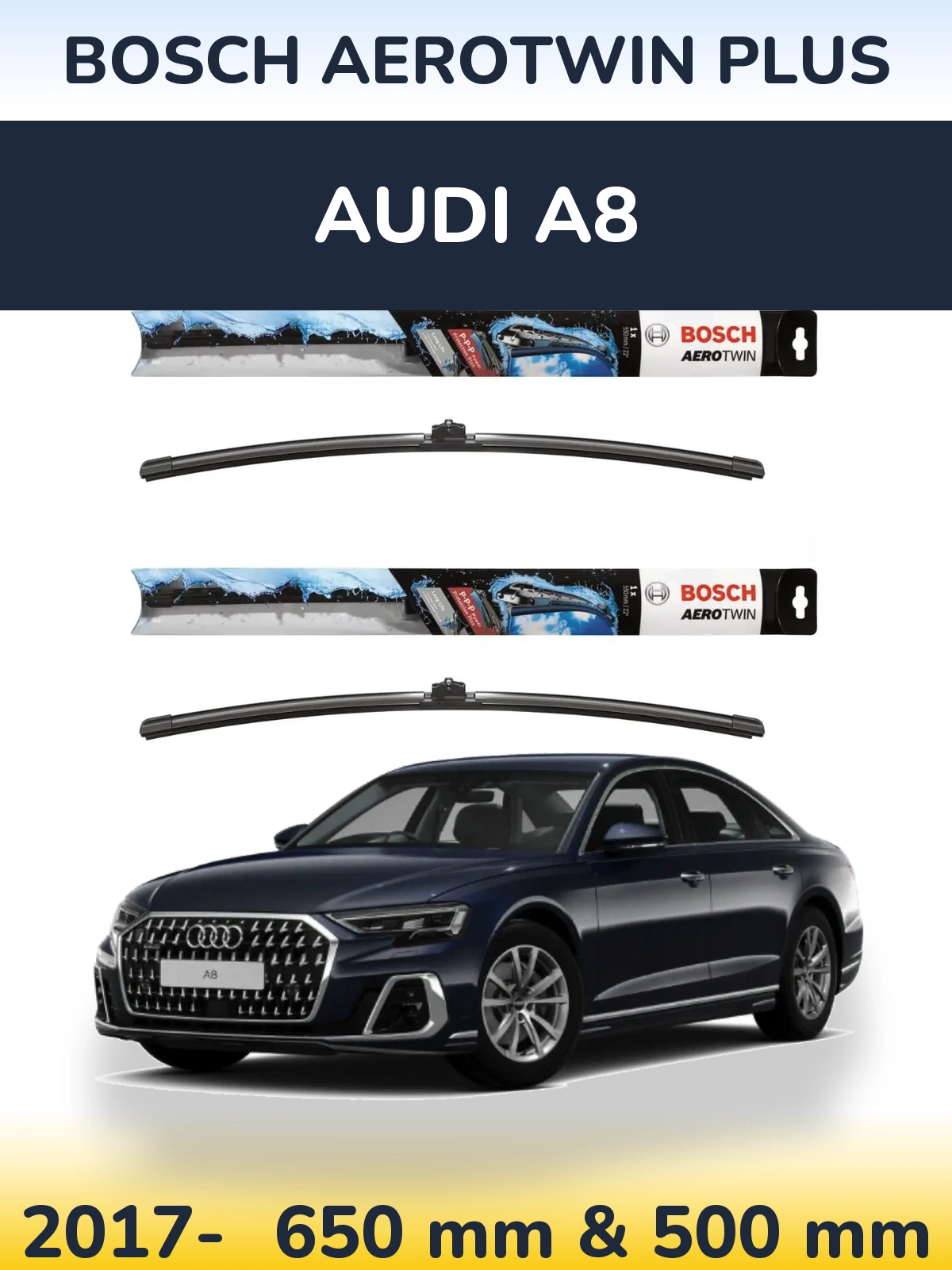 Komplet przednich wycieraczek BOSCH AeroTwin Plus 650 & 500 mm do Audi A8 2017-2026