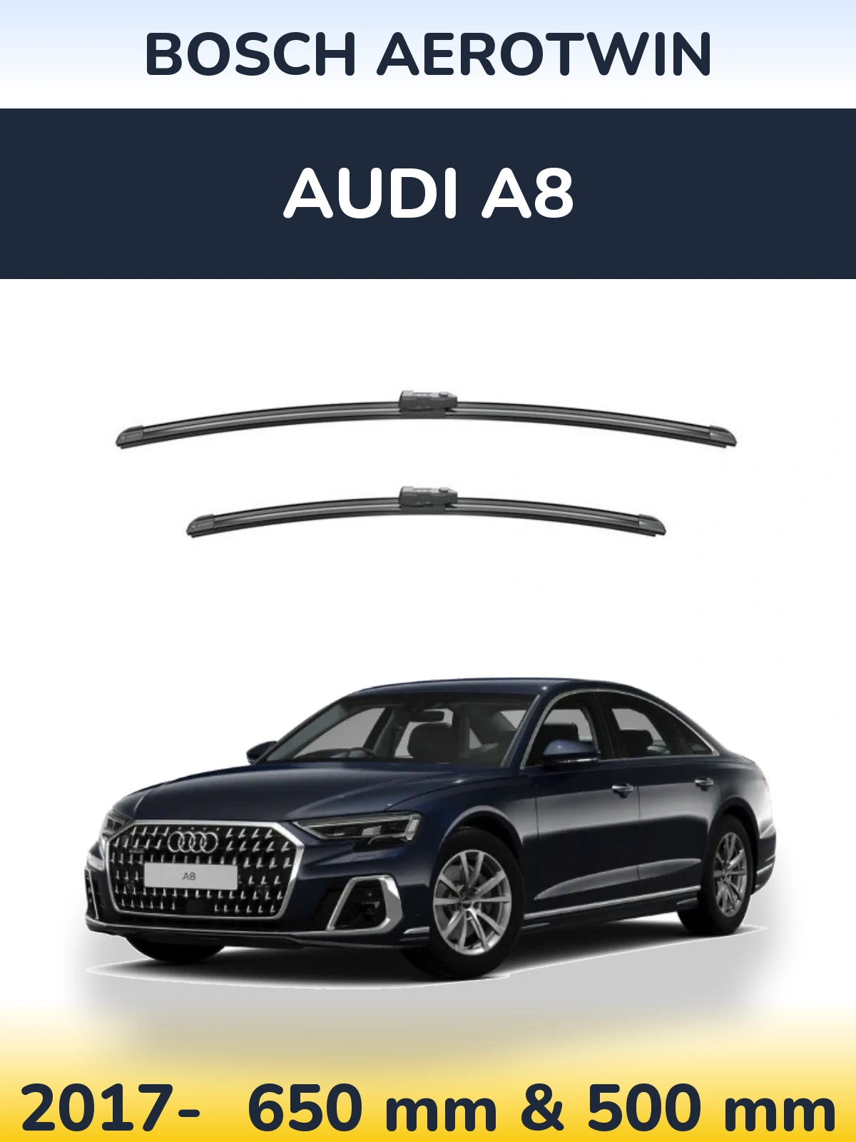 Комплект передніх щіток BOSCH AeroTwin 650 & 500 мм для Audi A8 2017-2026