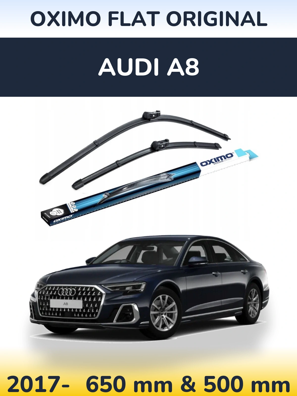 Komplet przednich wycieraczek Oximo Flat Original 650 & 500 mm do Audi A8 2017-2026