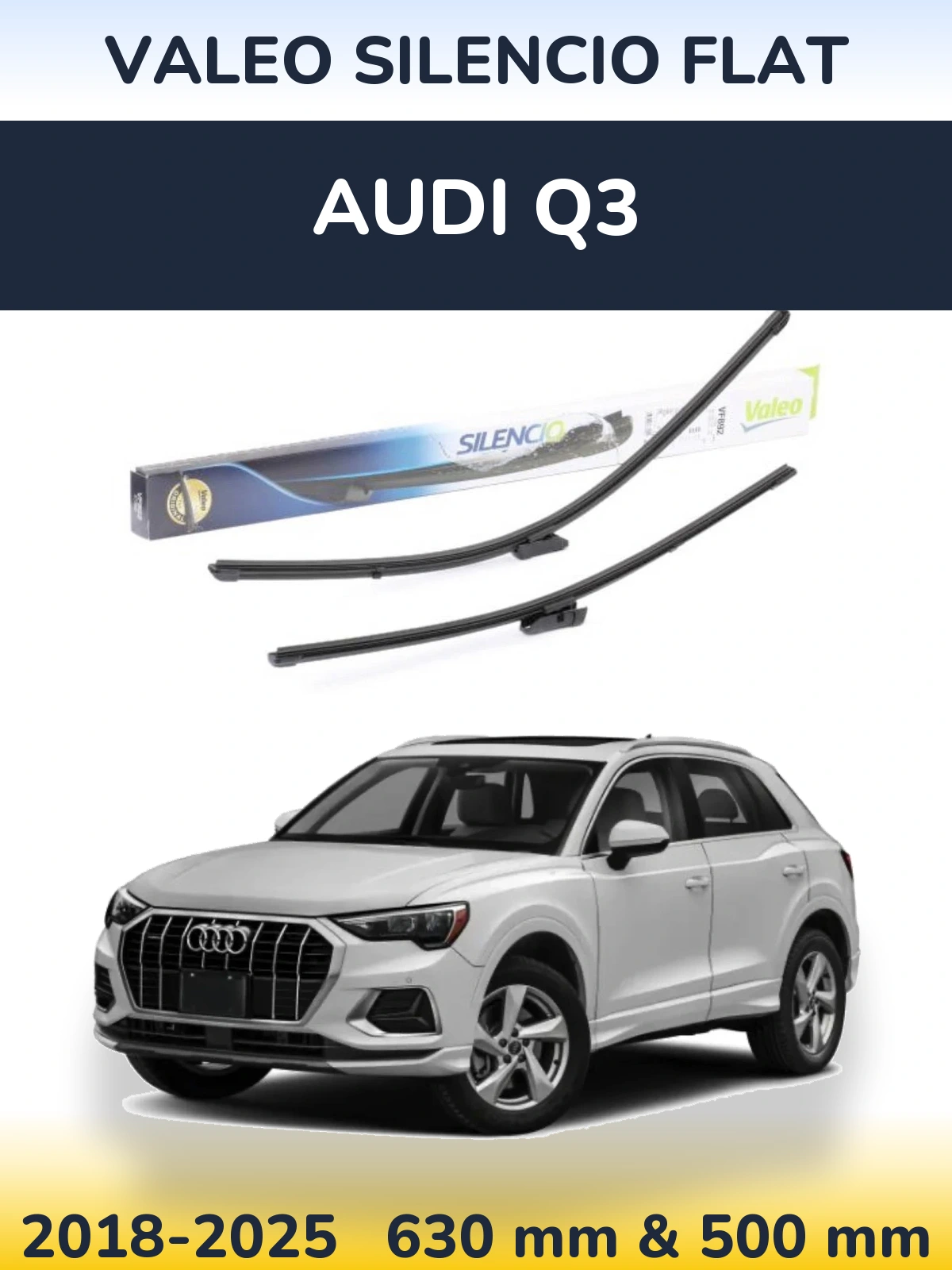 Komplet przednich wycieraczek Valeo Silencio Flat 630 & 500 mm do Audi Q3 2018-2025