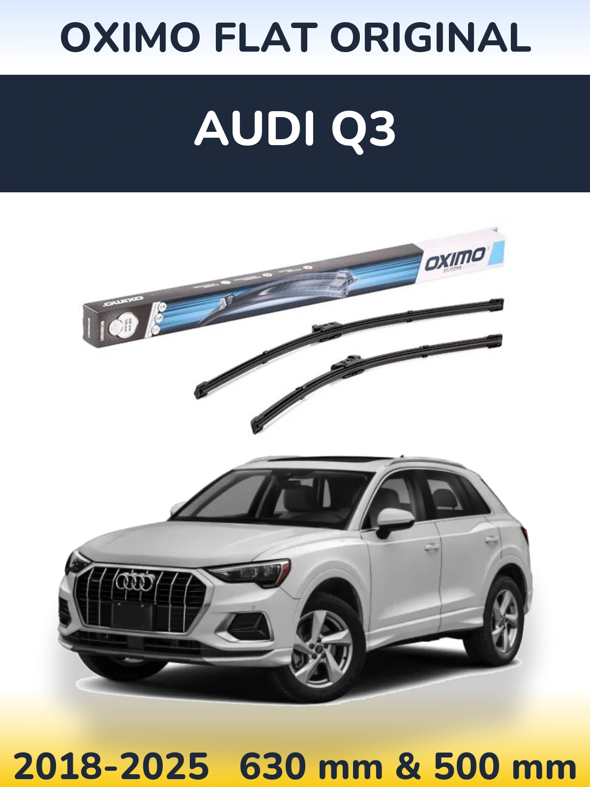 Front wiper blade set Oximo Flat Original 600 & 500 mm for Audi Q3 2018-2025