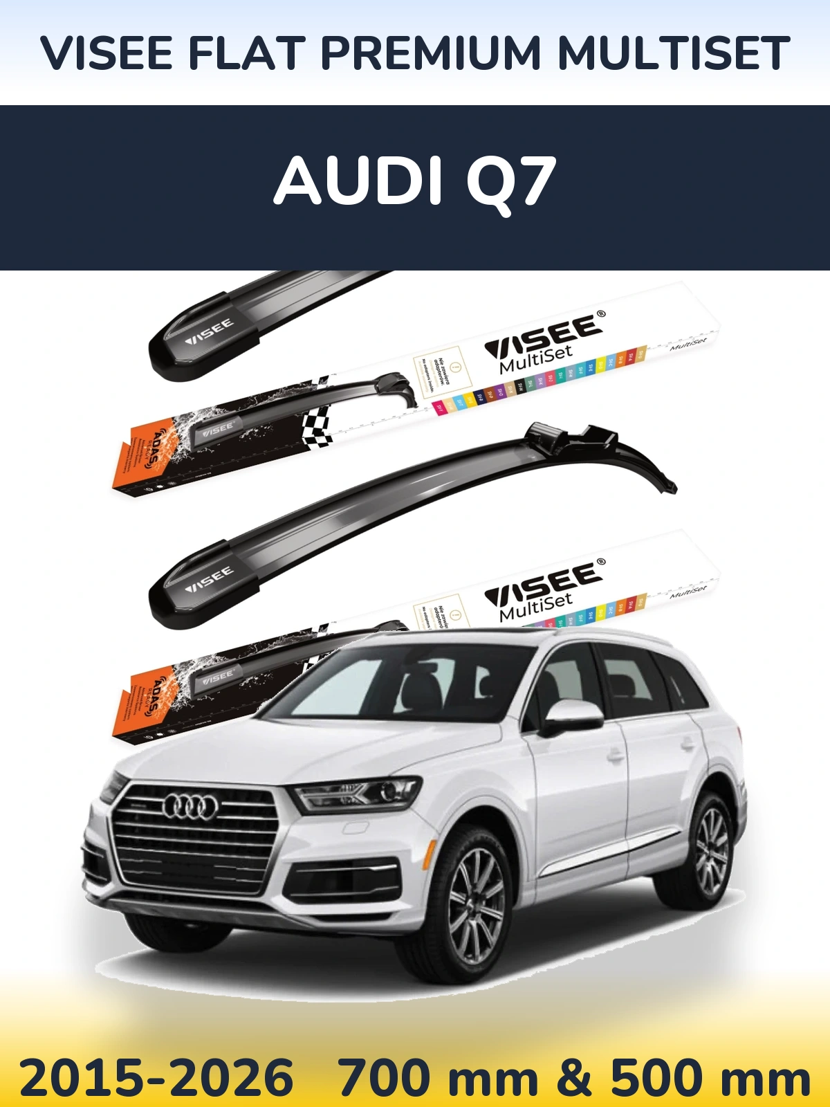 Front wiper blade set VISEE FLAT PREMIUM MultiSet 700 & 500 mm for Audi Q7 2015-2026