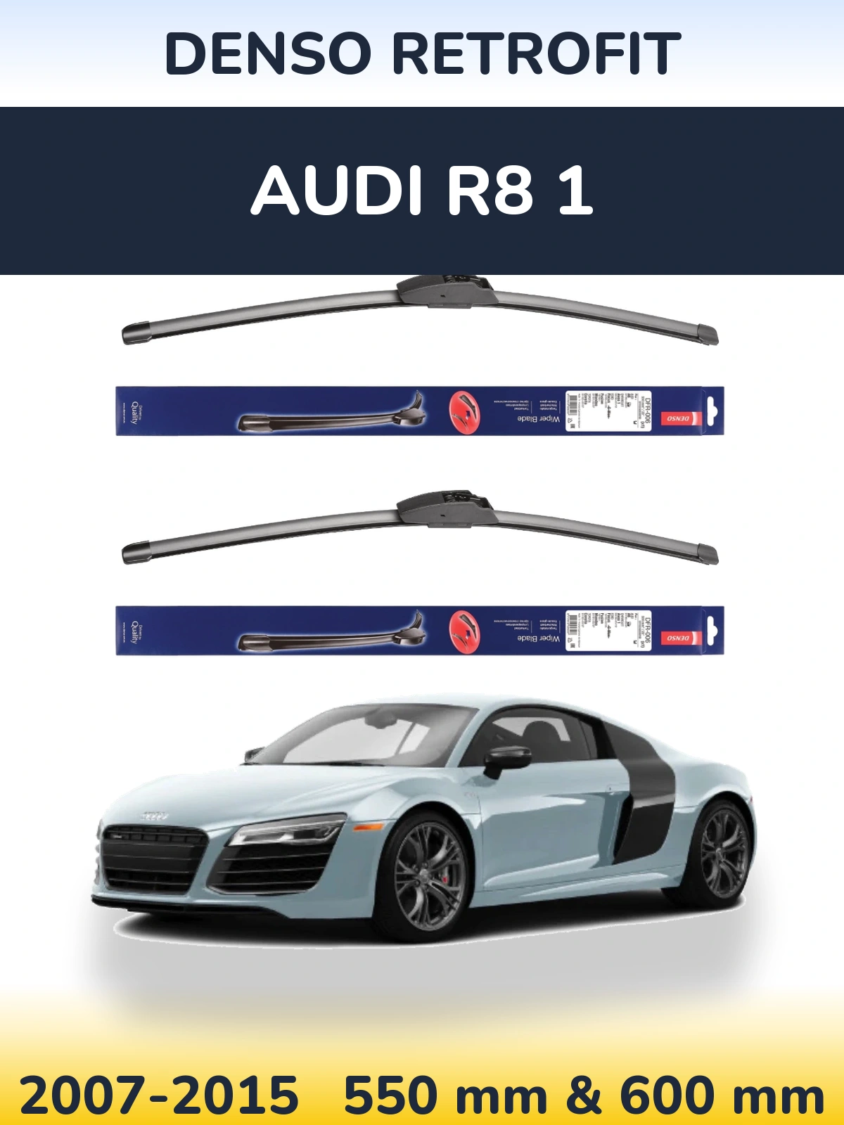 Komplet przednich wycieraczek Denso Retrofit 550 & 600 mm do Audi R8 1 2007-2015