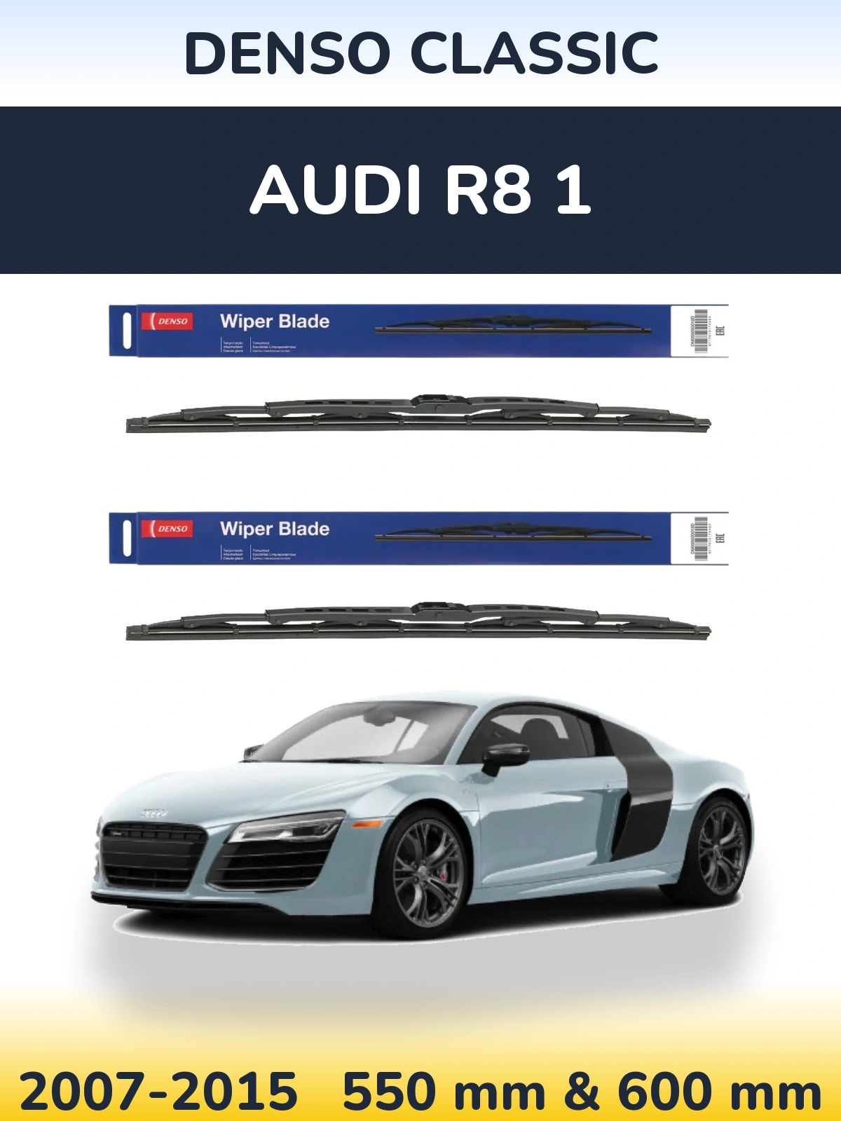 Komplet przednich wycieraczek Denso Classic 550 & 600 mm do Audi R8 1 2007-2015