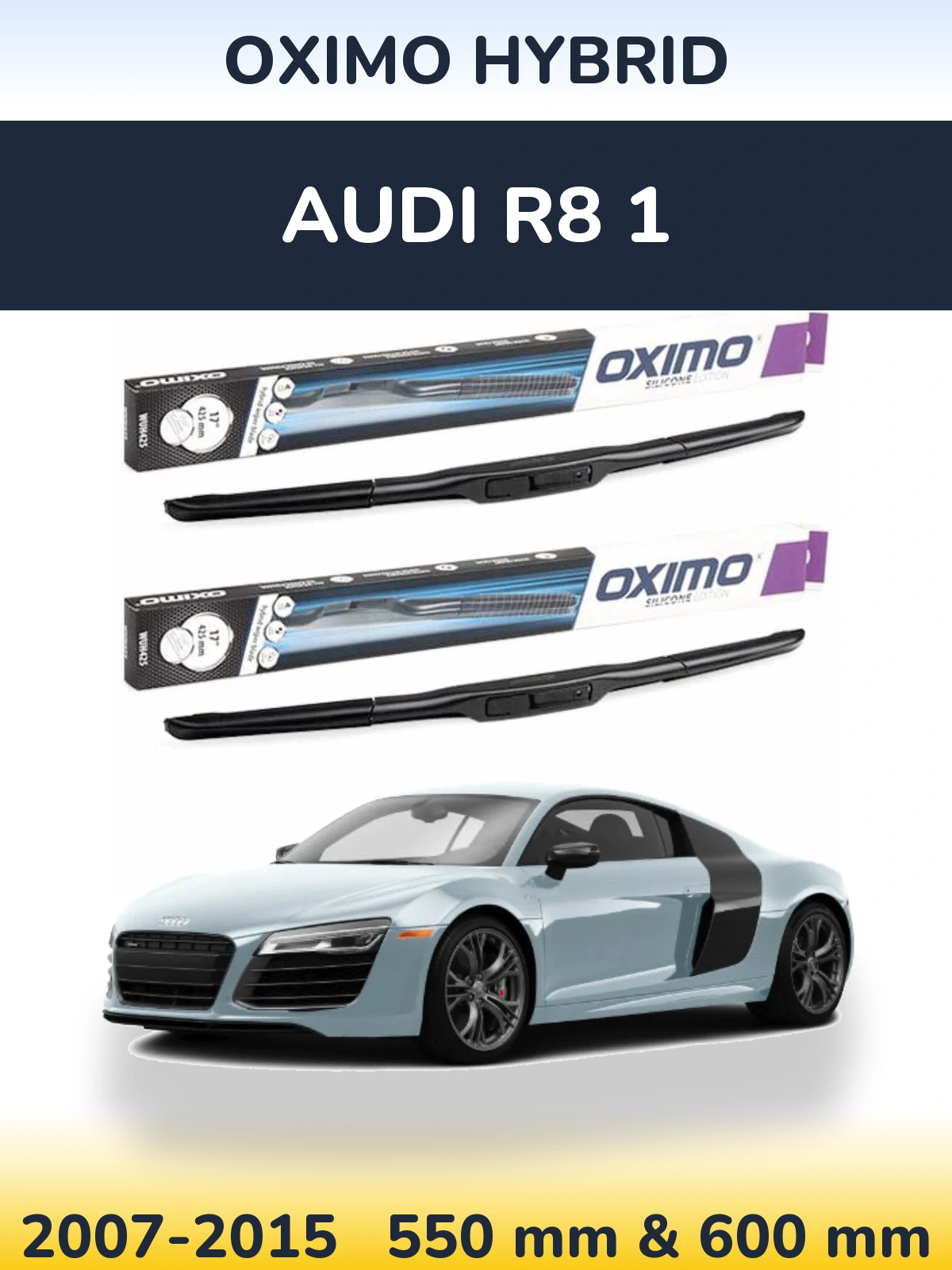 Комплект передних дворников Oximo Hybrid 550 & 600 мм для Audi R8 1 2007-2015