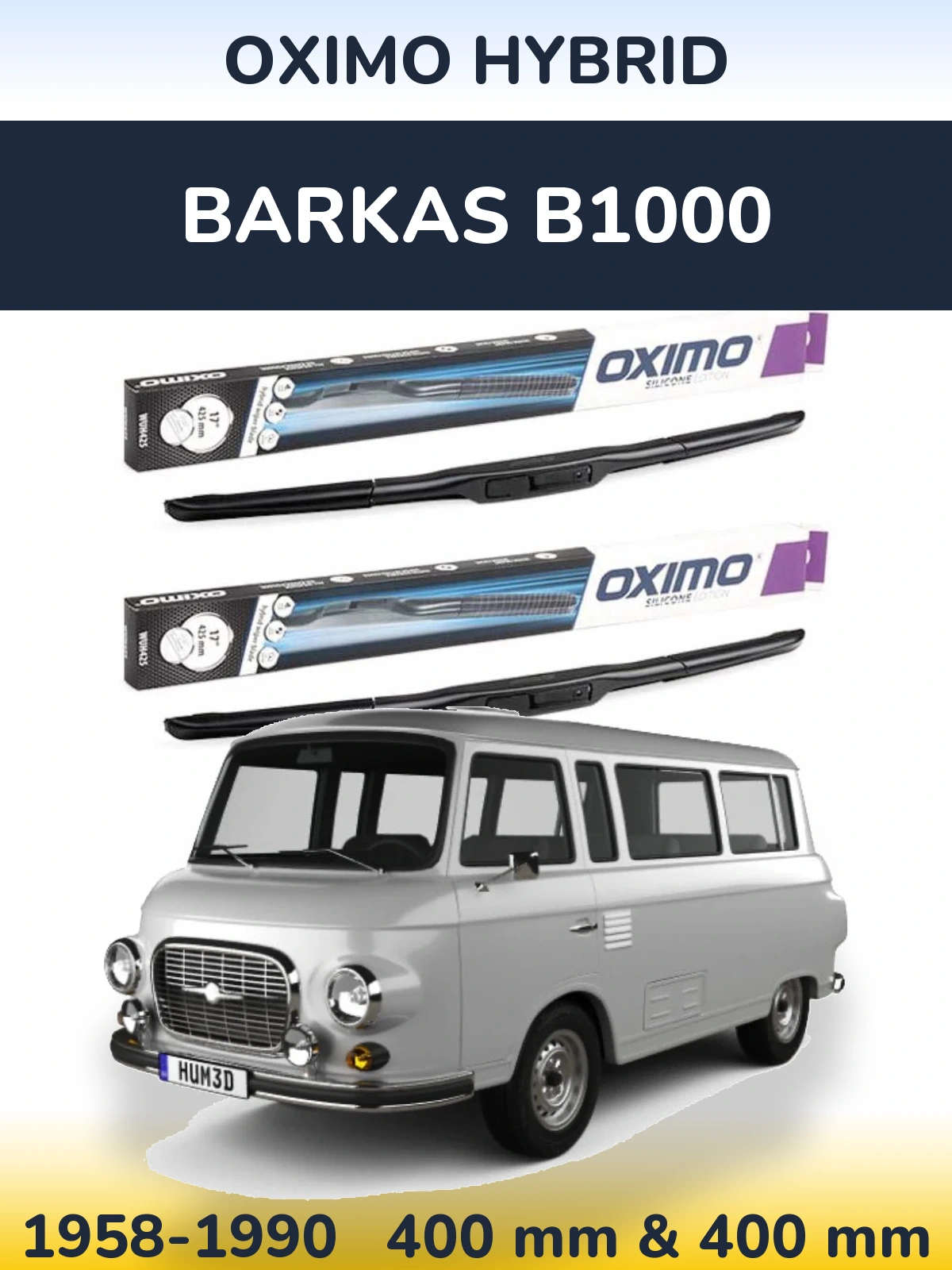 Комплект передних дворников Oximo Hybrid 400 & 400 мм для Barkas B1000 1958-1990
