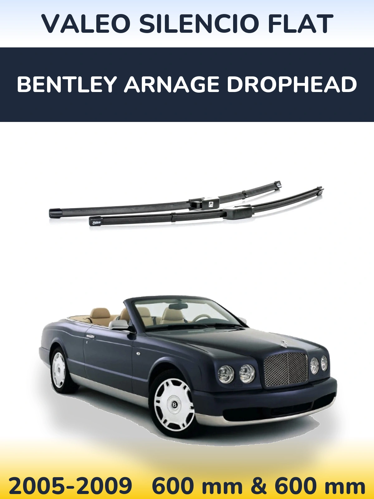 Komplet przednich wycieraczek Valeo Silencio Flat 590 & 580 mm do Bentley Arnage Drophead 2005-2009