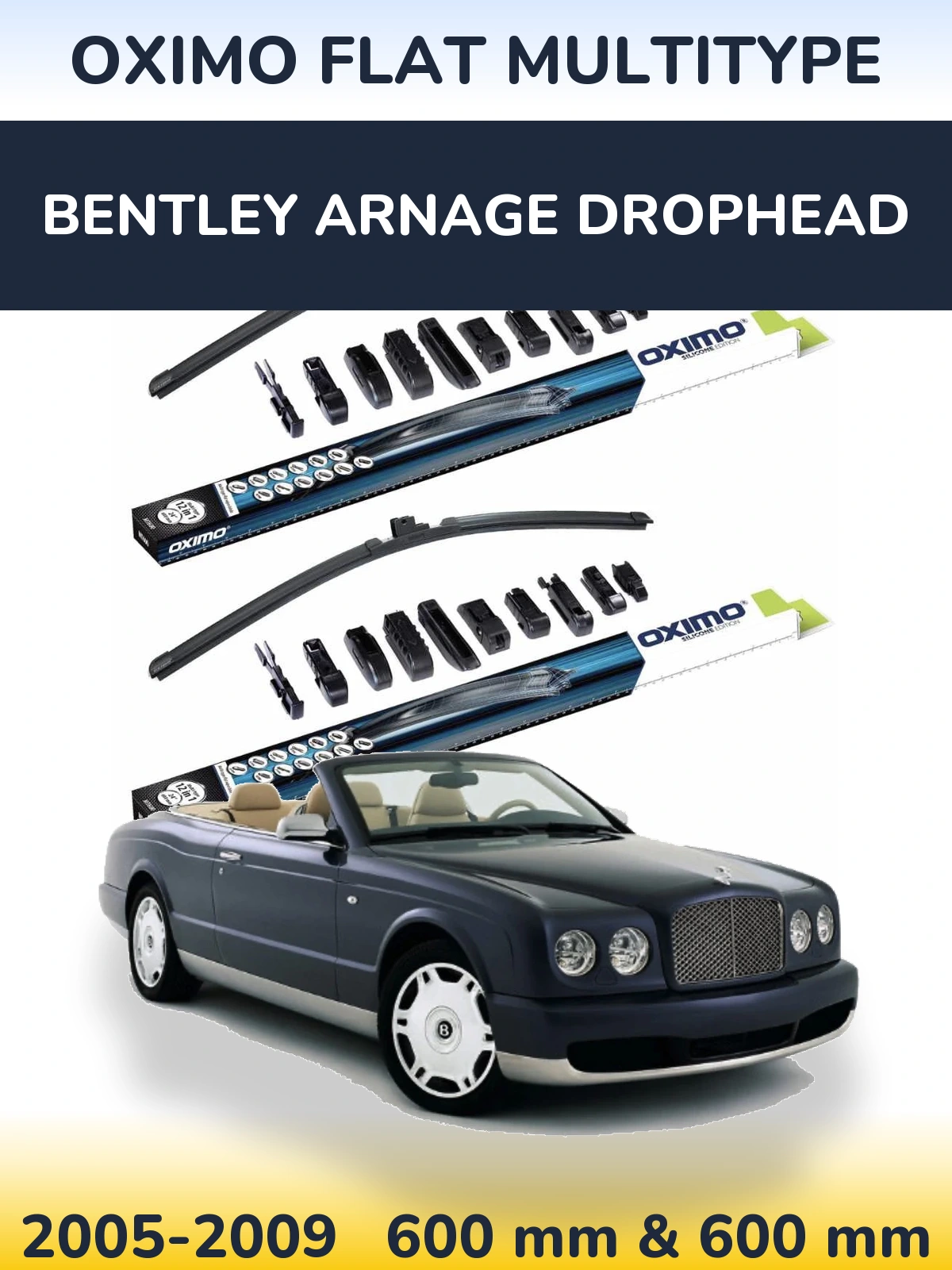 Комплект передних дворников Oximo Flat MultiТипe 600 & 600 мм для Bentley Arnage Drophead 2005-2009