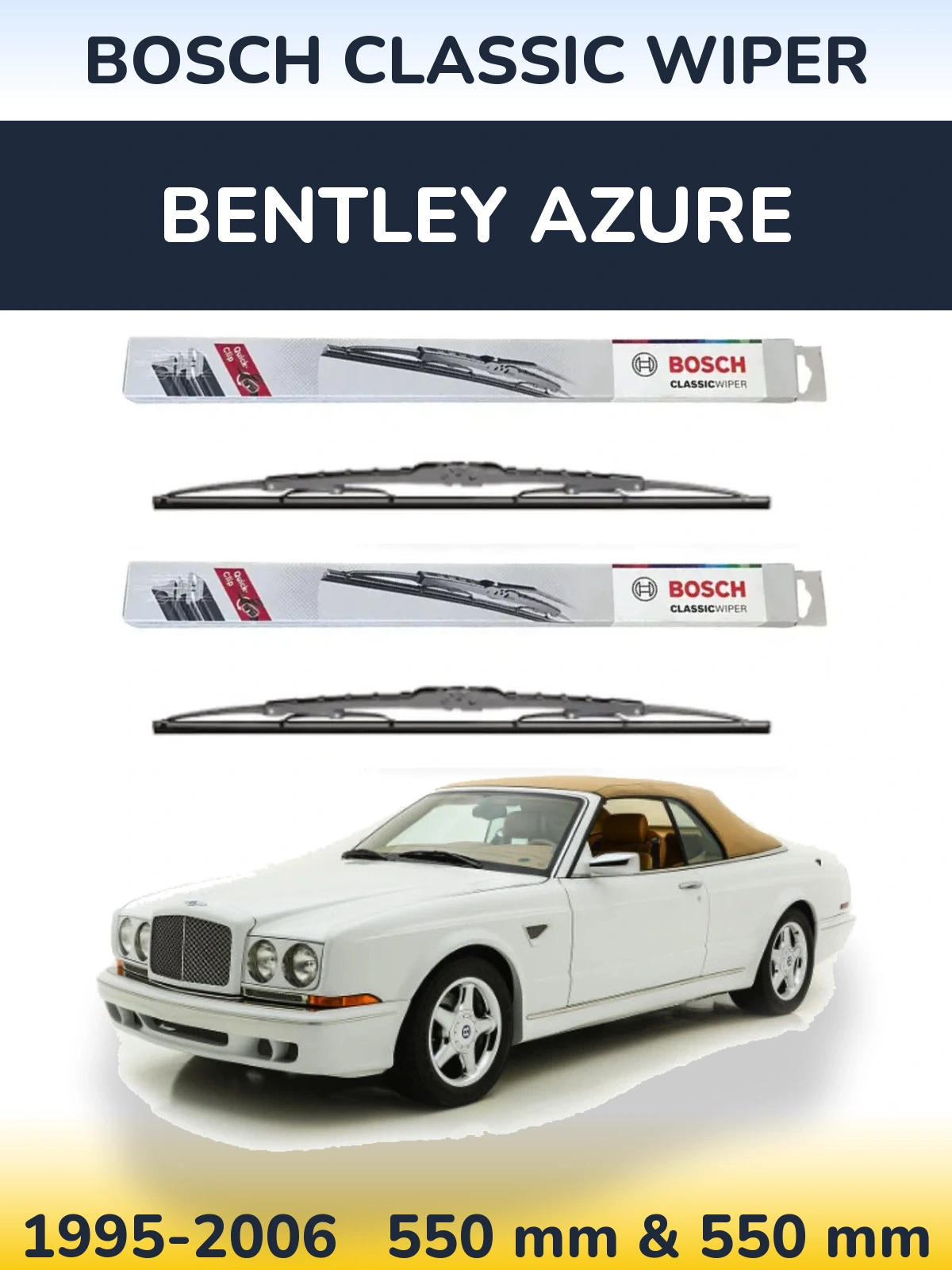 Komplet przednich wycieraczek BOSCH Classic Wiper 550 & 550 mm do Bentley Azure 1995-2006