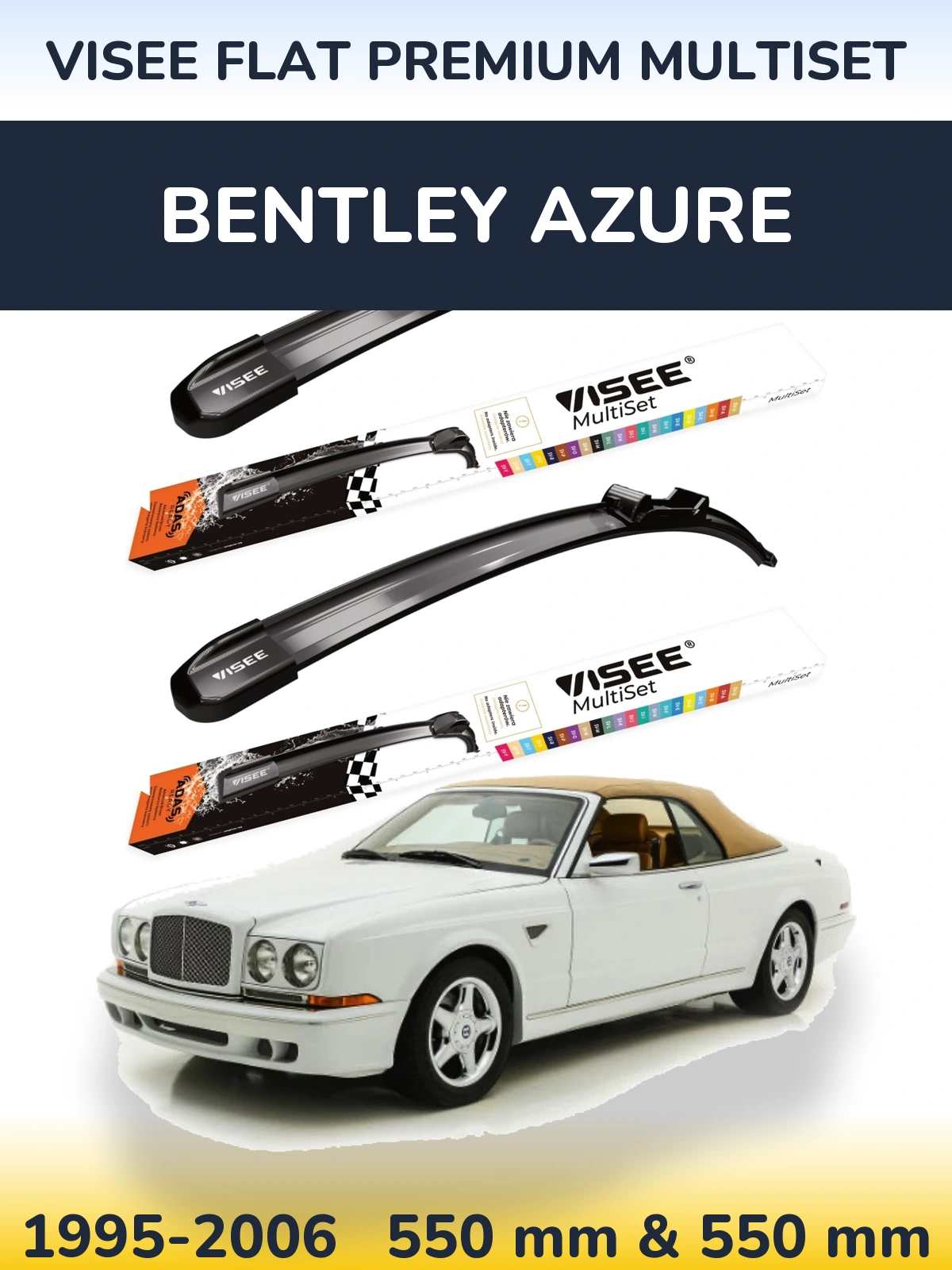 Комплект передніх щіток VISEE FLAT PREMIUM MultiSet 550 & 550 мм для Bentley Azure 1995-2006