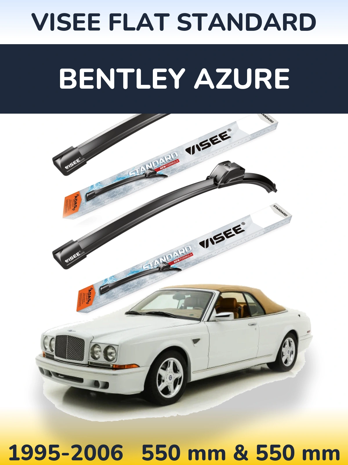 Комплект передних дворников VISEE FLAT STANDARD 550 & 550 мм для Bentley Azure 1995-2006