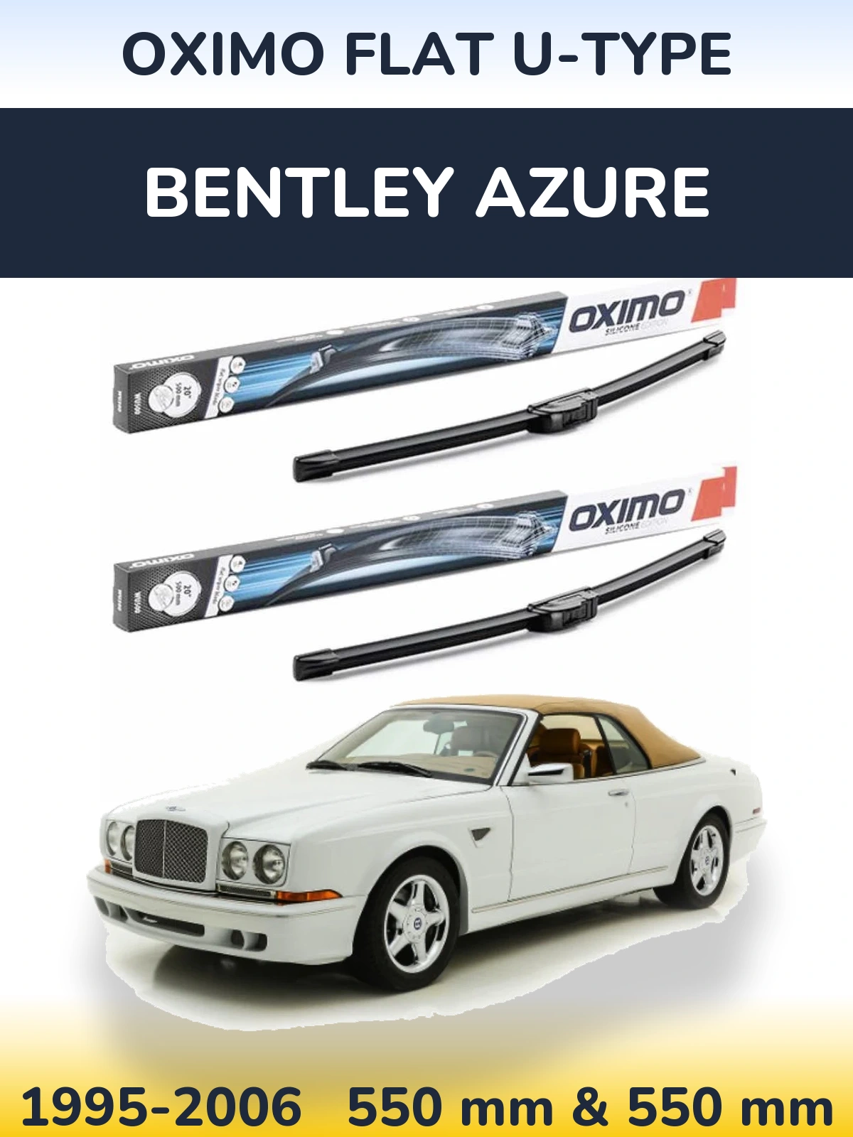 Комплект передних дворников Oximo Flat U-type 550 & 550 мм для Bentley Azure 1995-2006