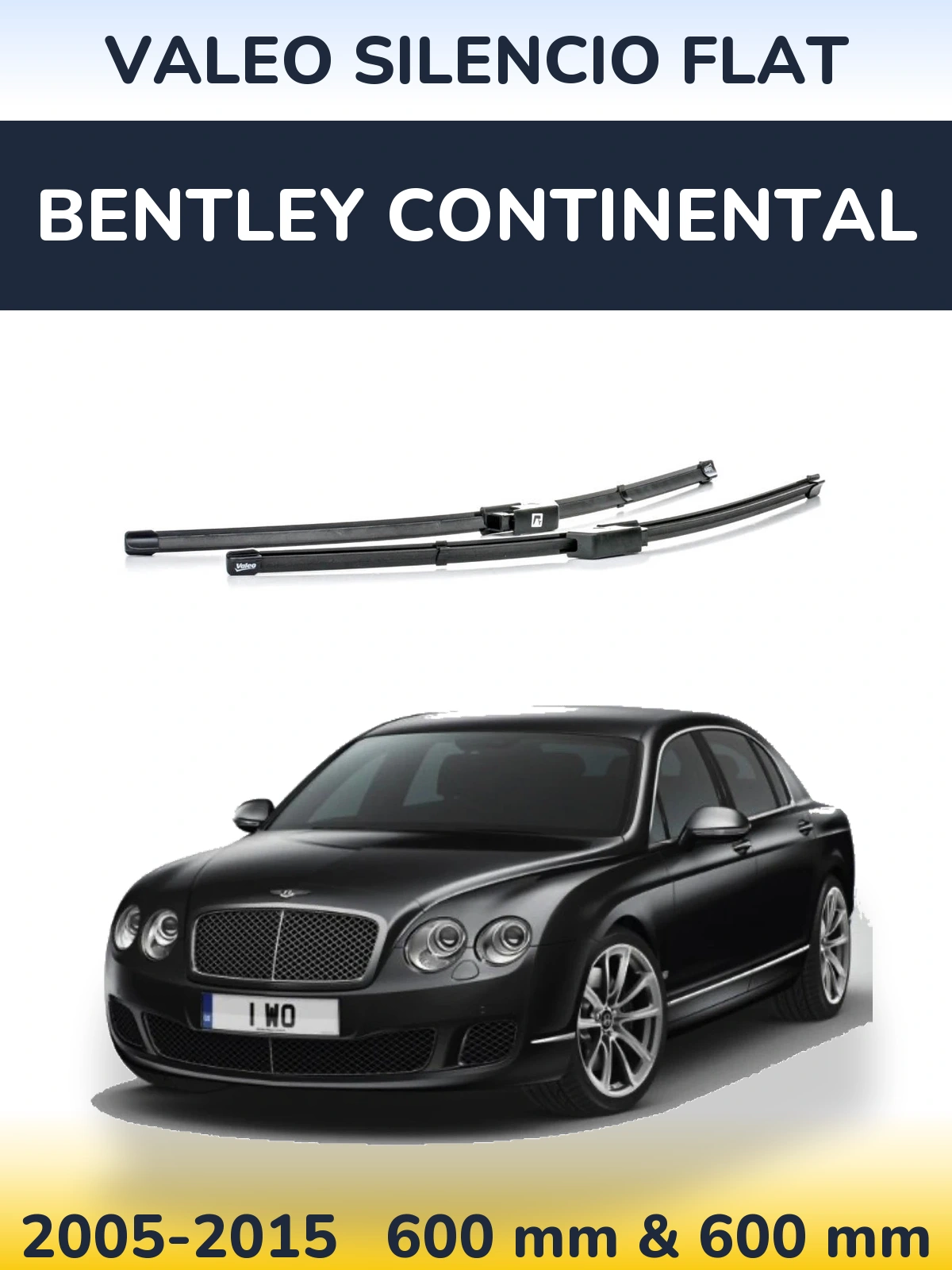 Front wiper blade set Valeo Silencio Flat 590 & 580 mm for Bentley Continental 2005-2015