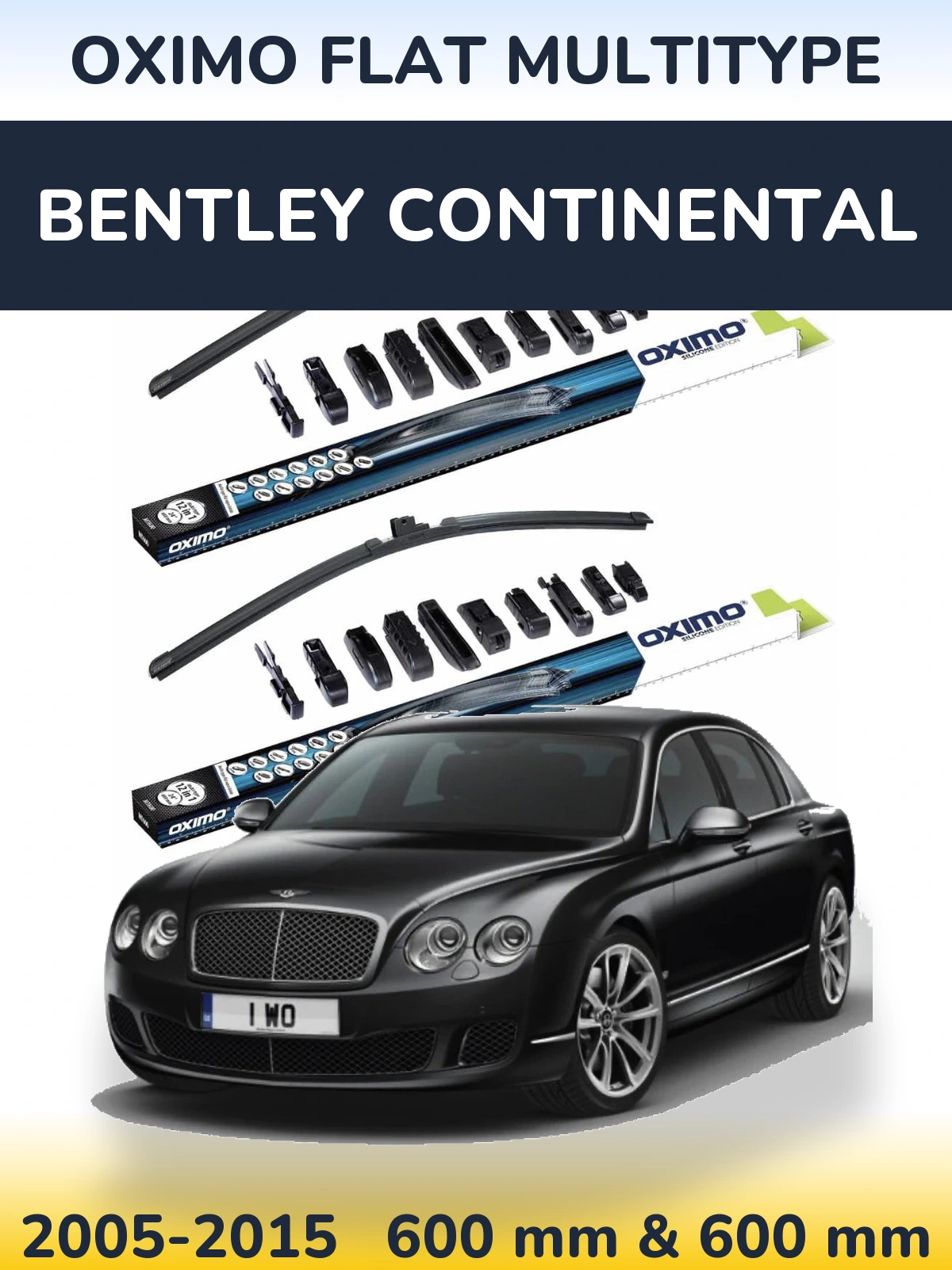 Front wiper blade set Oximo Flat MultiTypee 600 & 600 mm for Bentley Continental 2005-2015