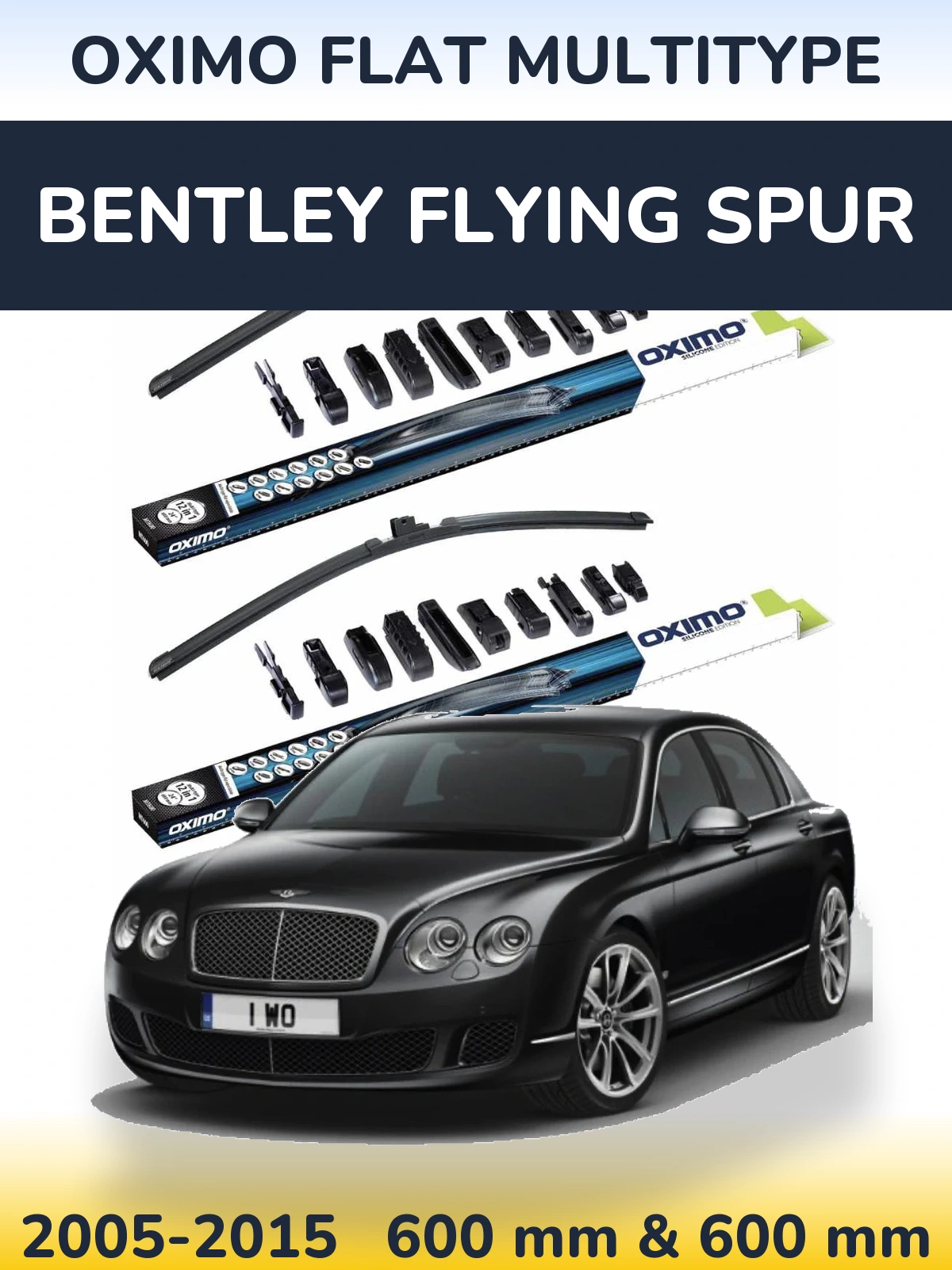 Комплект передних дворников Oximo Flat MultiТипe 600 & 600 мм для Bentley Flying Spur 2005-2015