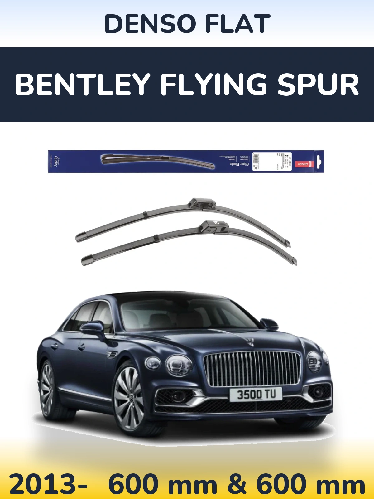 Front wiper blade set Denso Flat 590 & 580 mm for Bentley Flying Spur 2013-2026