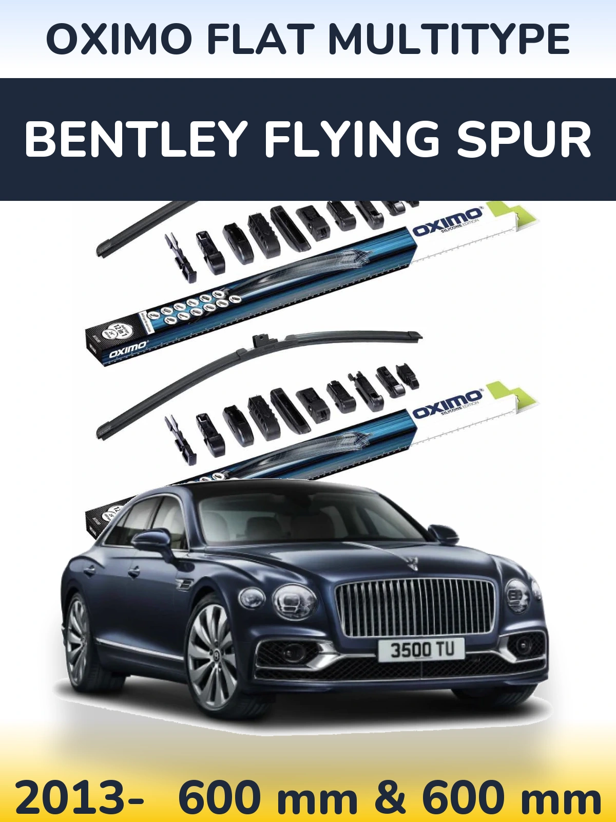 Front wiper blade set Oximo Flat MultiTypee 600 & 600 mm for Bentley Flying Spur 2013-2026