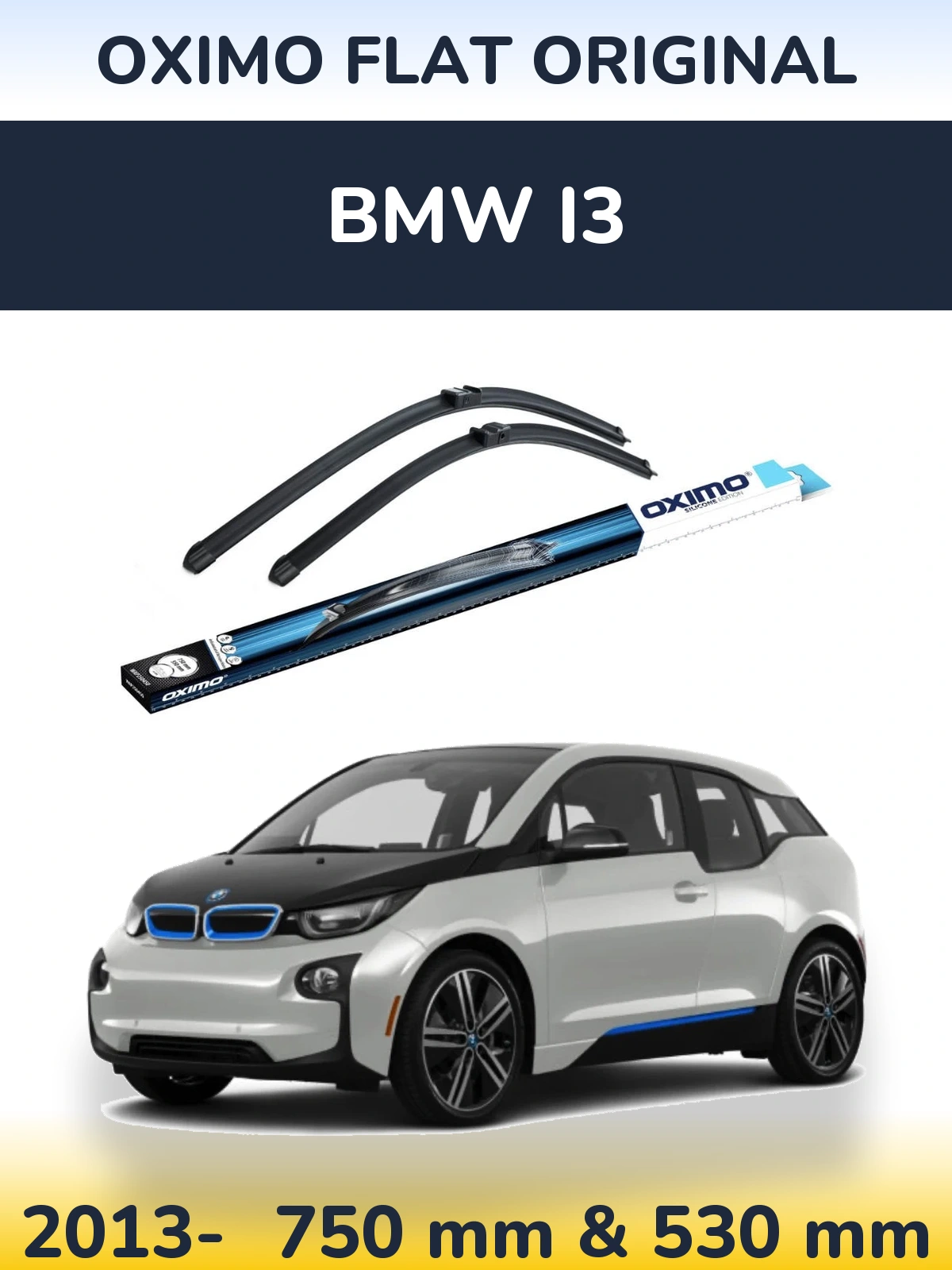 Komplet przednich wycieraczek Oximo Flat Original 750 & 530 mm do BMW i3 2013-2026