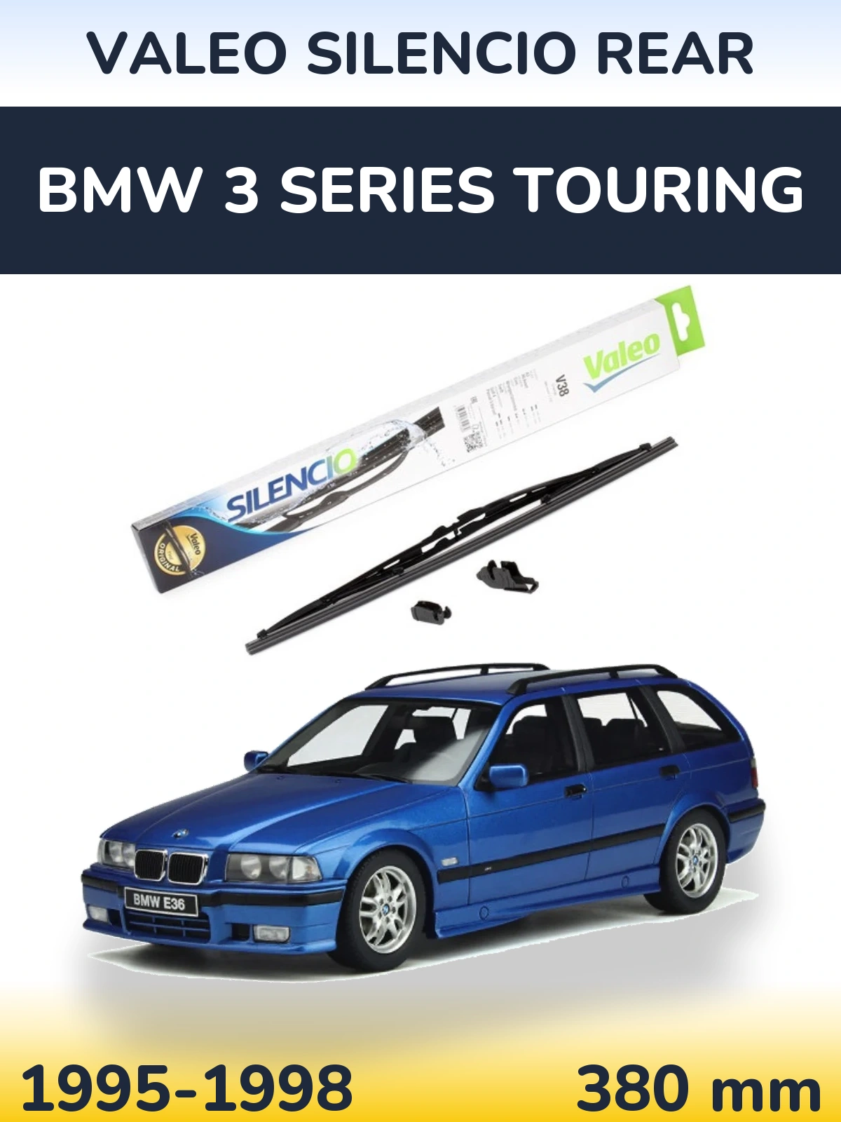 Rear wiper blade Valeo Silencio Rear 380 mm for BMW 3 Series Touring 1995-1998
