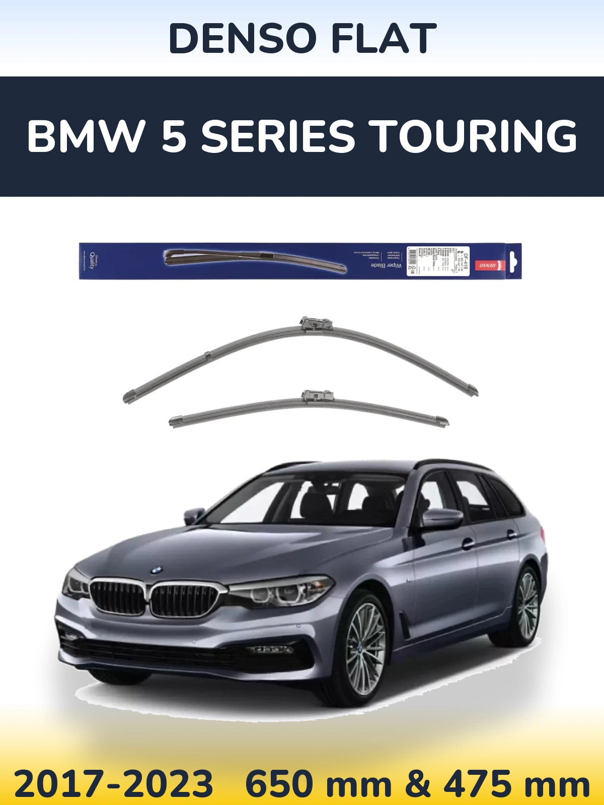 Комплект передних дворников Denso Flat 650 & 475 мм для BMW 5 Series Touring 2017-2023