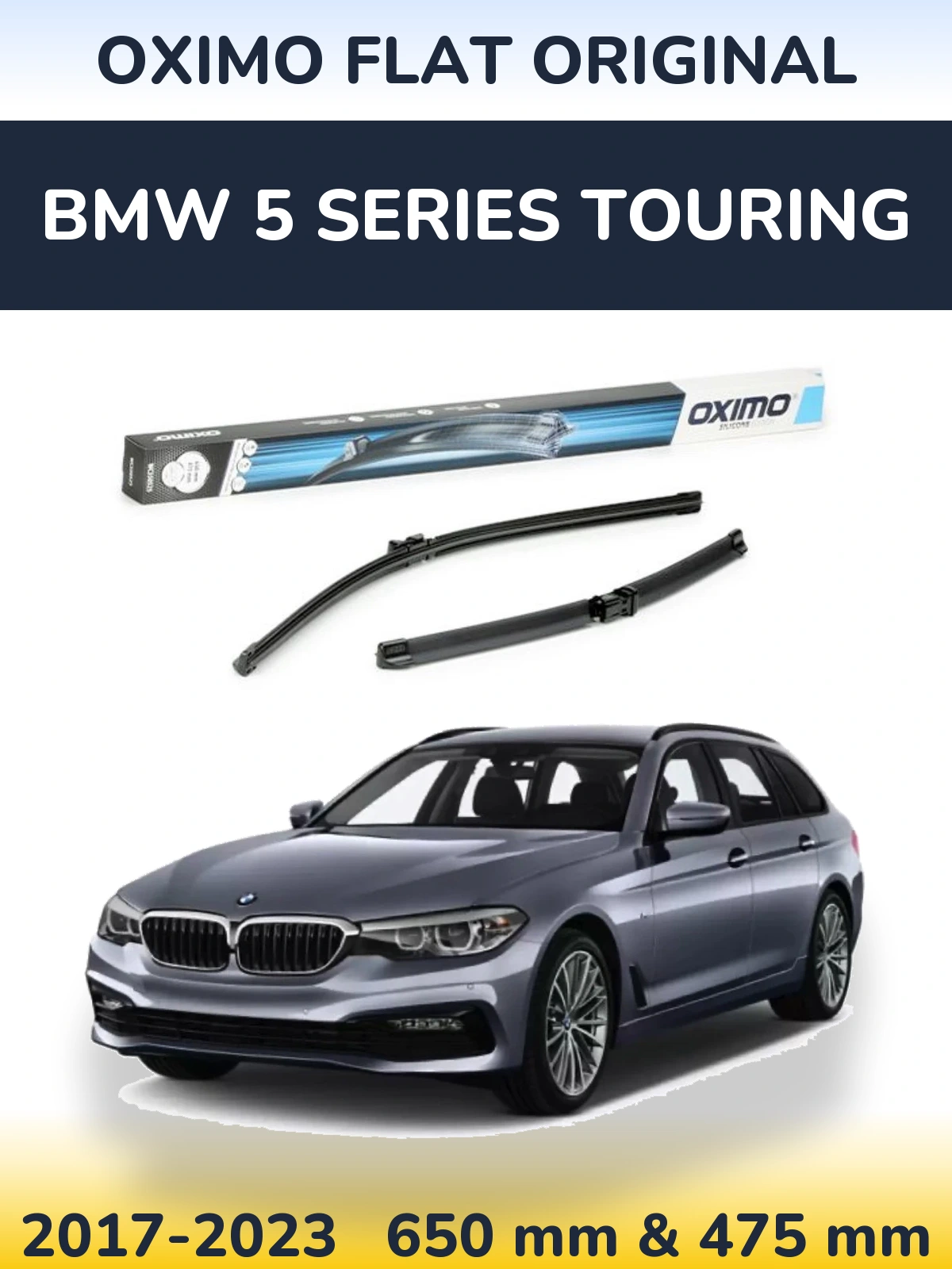 Комплект передних дворников Oximo Flat Original 650 & 475 мм для BMW 5 Series Touring 2017-2023