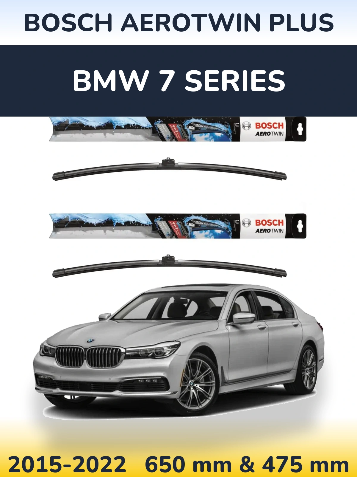 Комплект передніх щіток BOSCH AeroTwin Plus 650 & 475 мм для BMW 7 Series 2015-2022