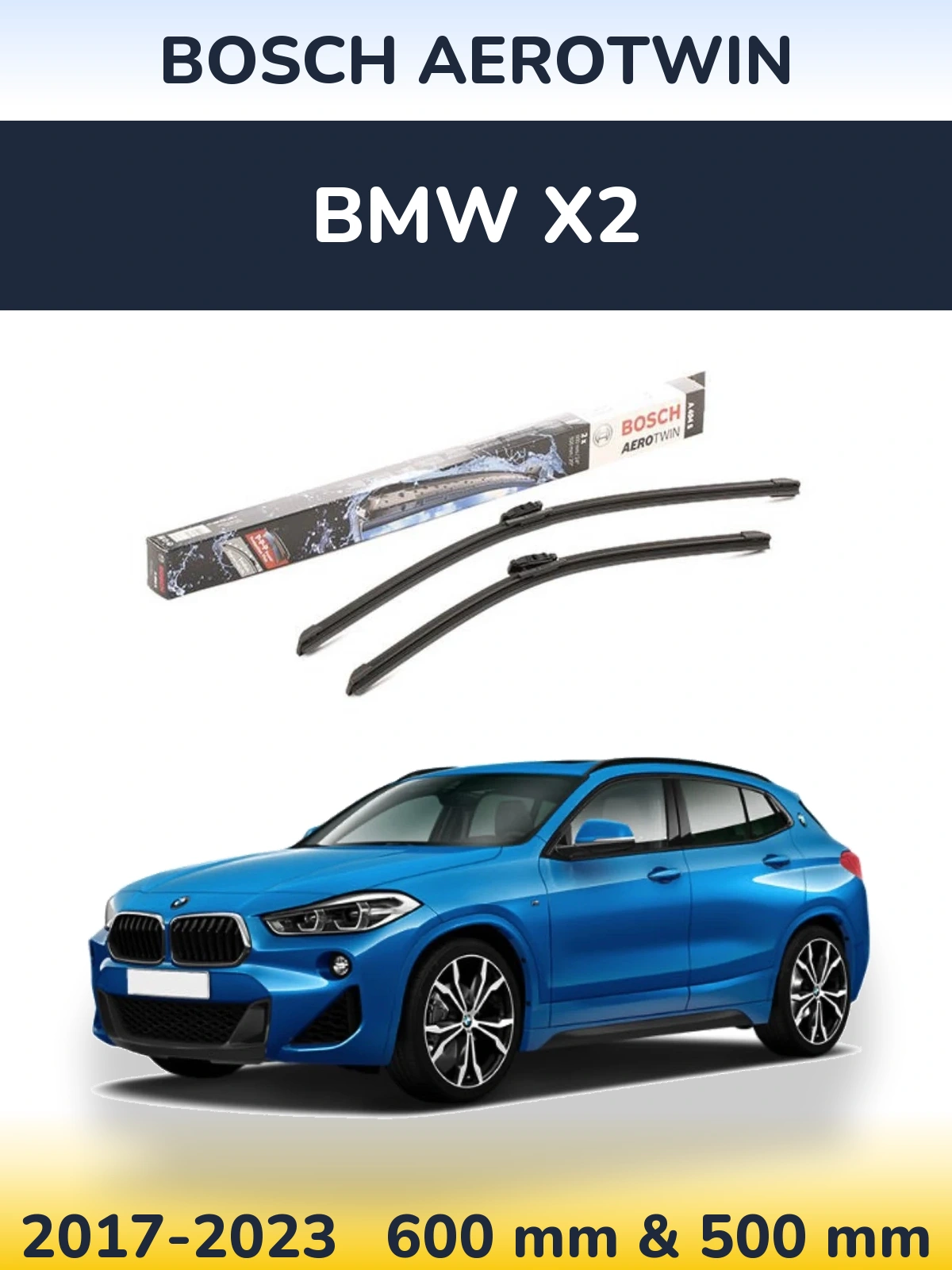 Комплект передних дворников BOSCH AeroTwin 600 & 500 мм для BMW X2 2017-2023