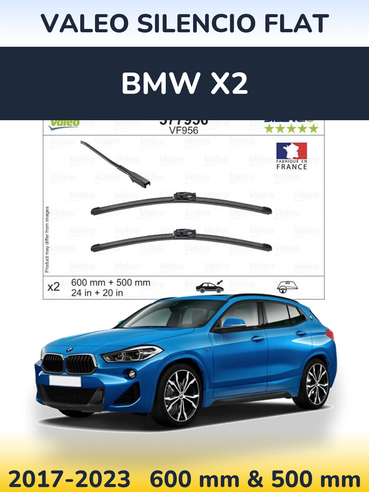 Комплект передних дворников Valeo Silencio Flat 600 & 500 мм для BMW X2 2017-2023