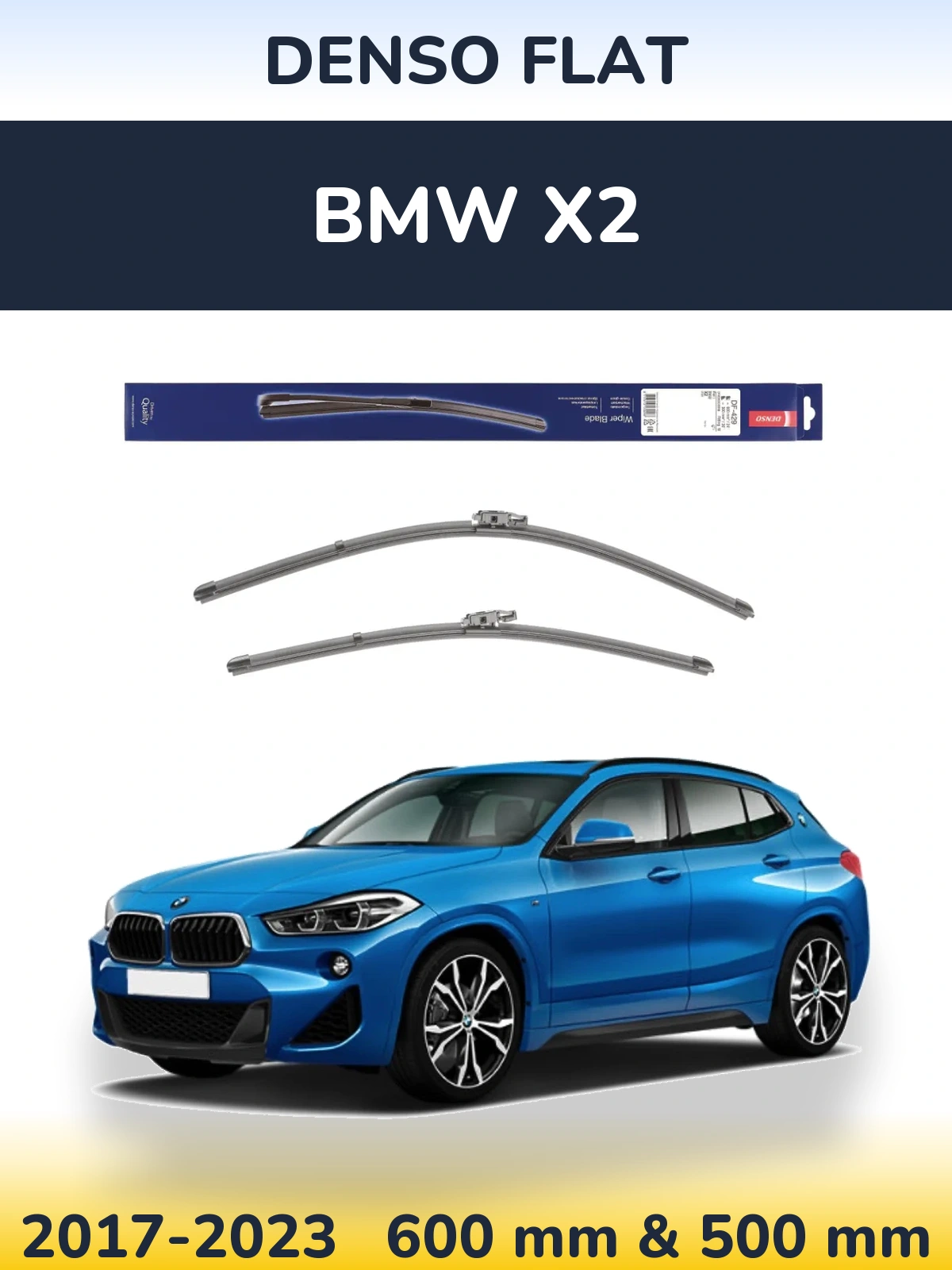 Комплект передніх щіток Denso Flat 600 & 500 мм для BMW X2 2017-2023