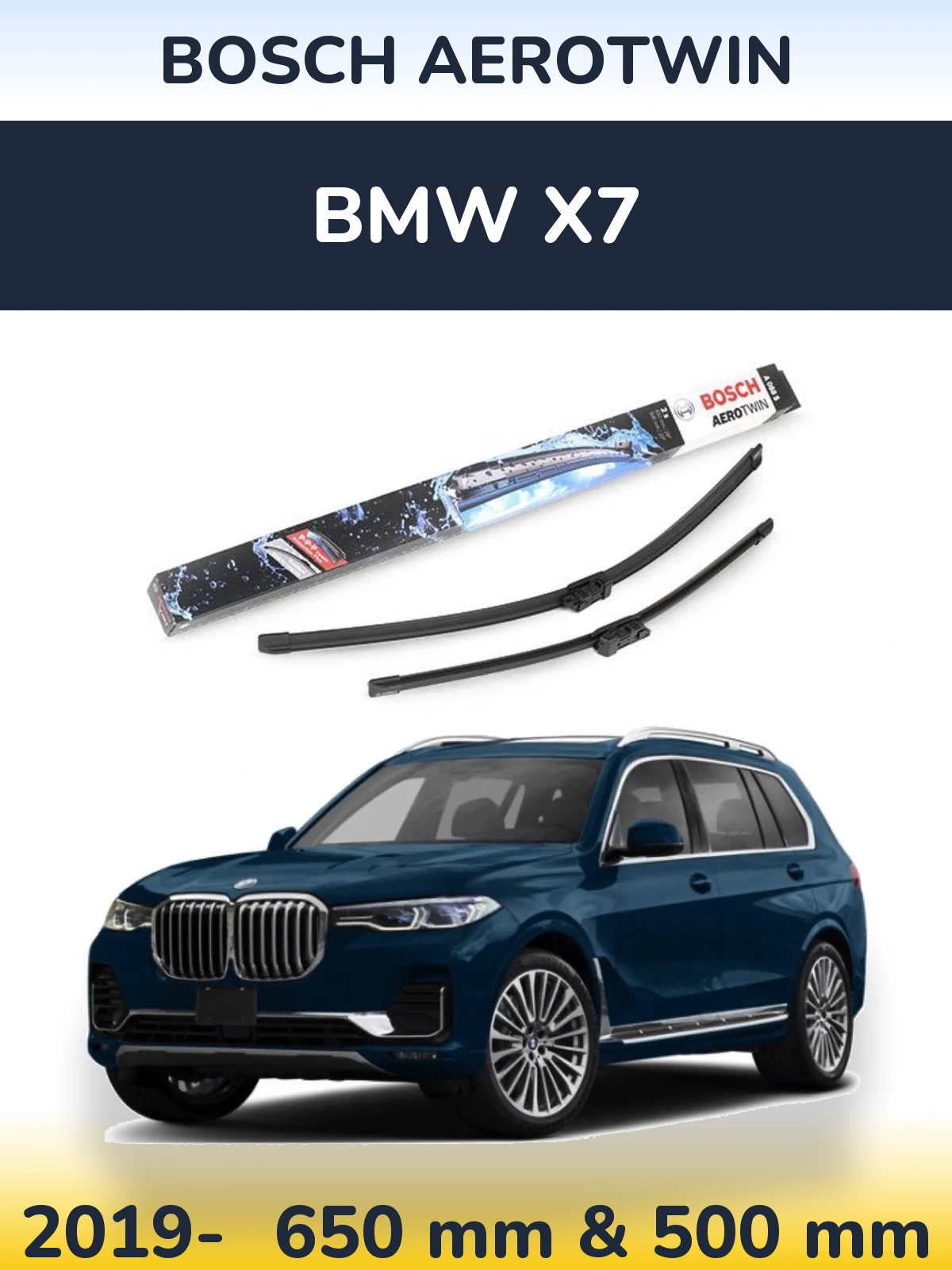 Комплект передних дворников BOSCH AeroTwin 650 & 500 мм для BMW X7 2019-2026