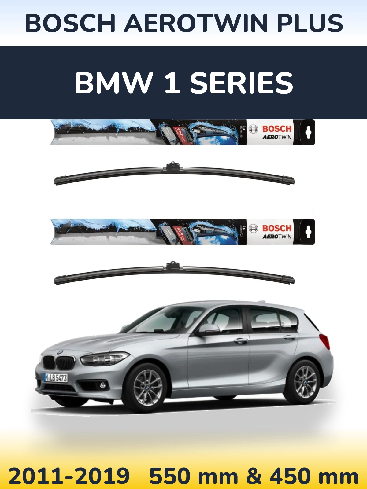 Komplet przednich wycieraczek BOSCH AeroTwin Plus 550 & 450 mm do BMW Seria 1 2011-2019