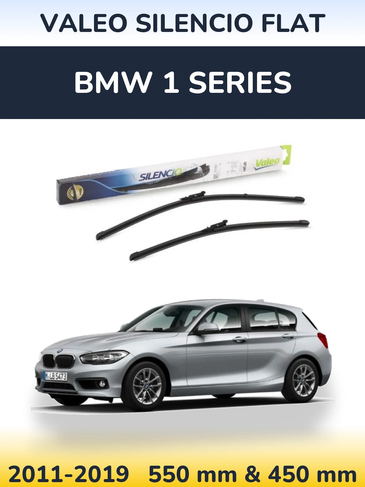 Комплект передних дворников Valeo Silencio Flat 550 & 450 мм для BMW 1 Series 2011-2019