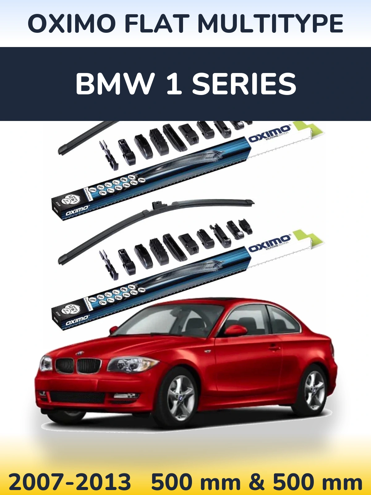 Комплект передних дворников Oximo Flat MultiТипe 500 & 500 мм для BMW 1 Series 2007-2013