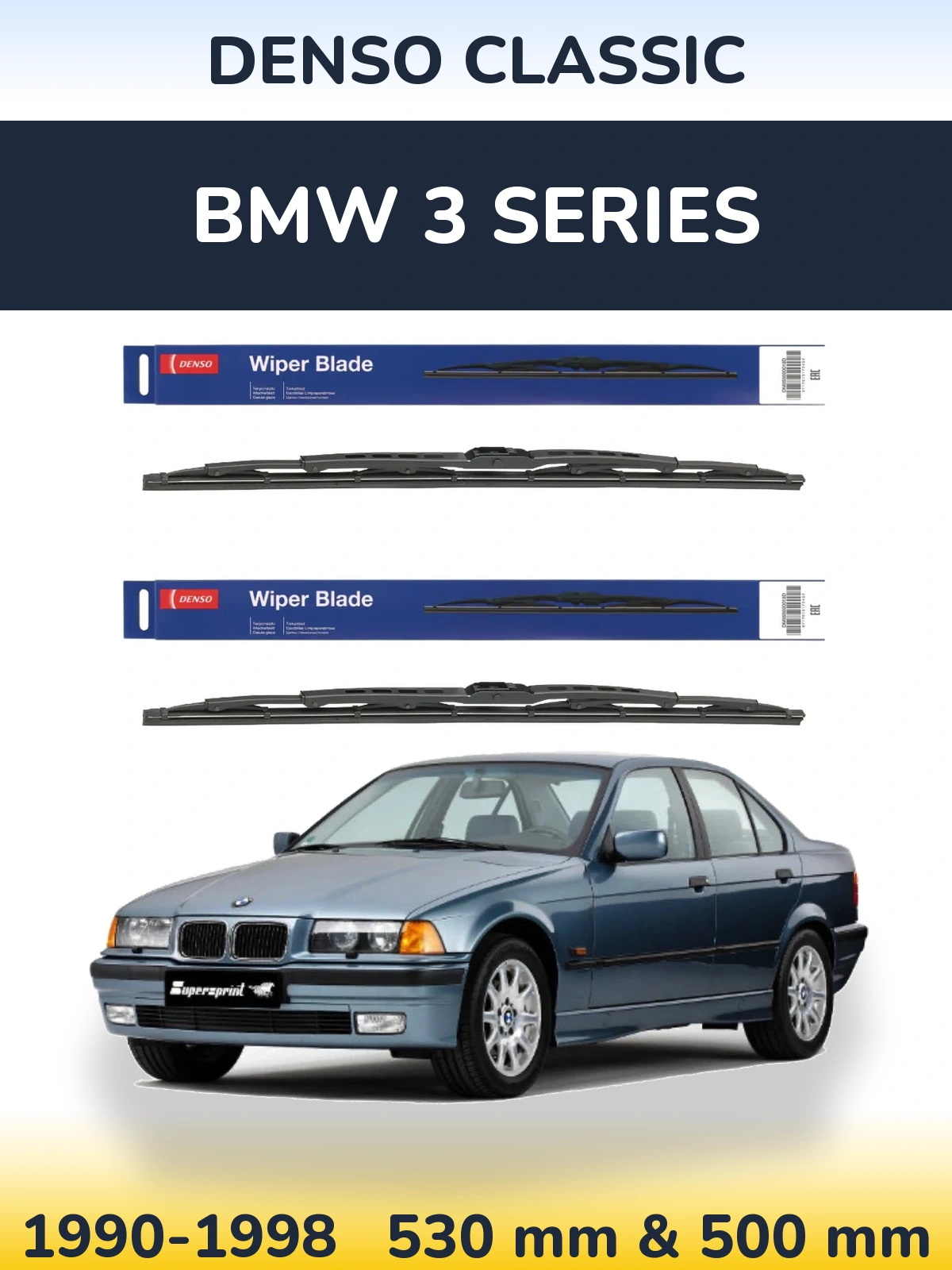 Комплект передніх щіток Denso Classic 530 & 500 мм для BMW 3 Series 1990-1998