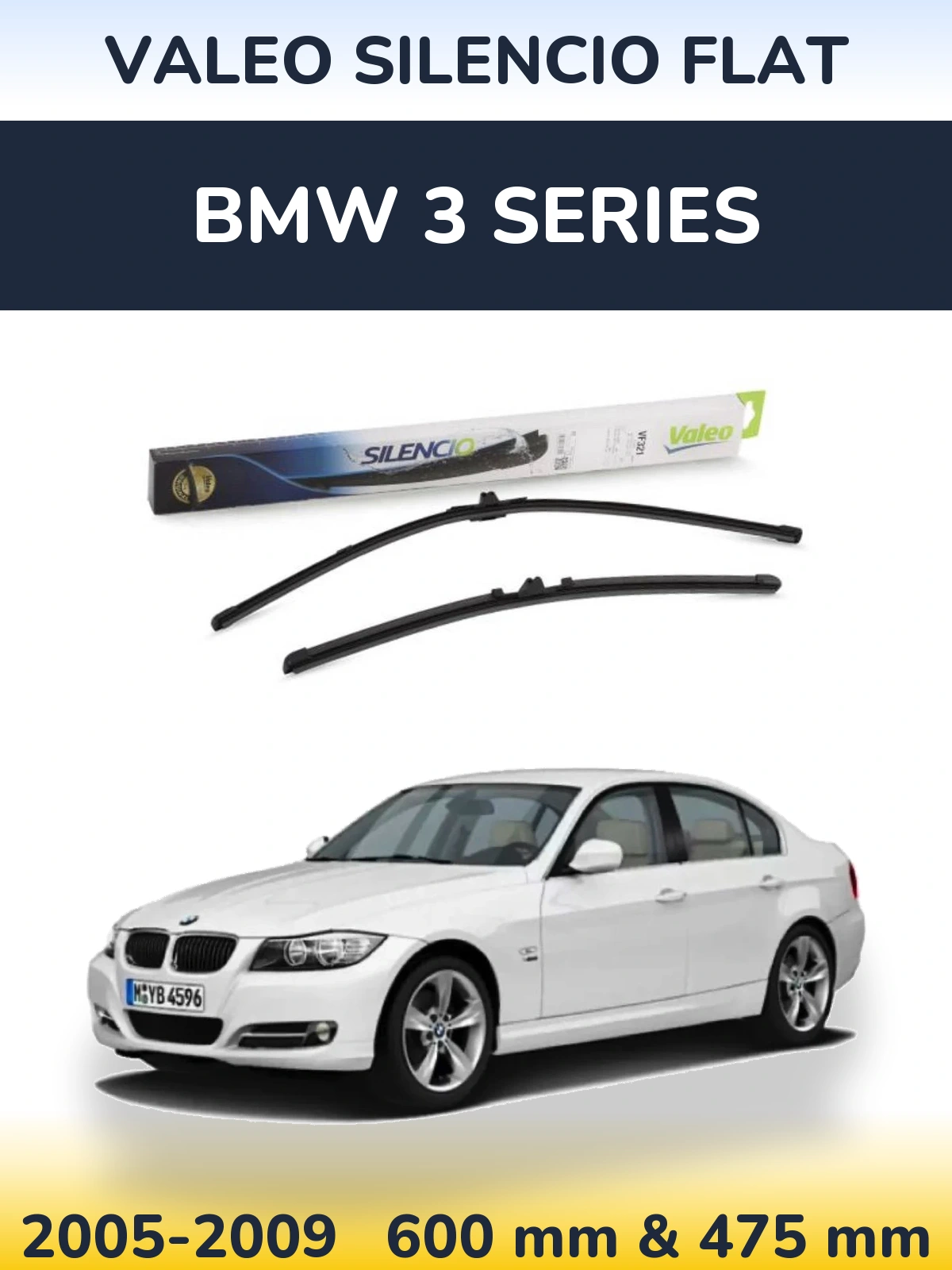 Комплект передних дворников Valeo Silencio Flat 600 & 475 мм для BMW 3 Series 2005-2009