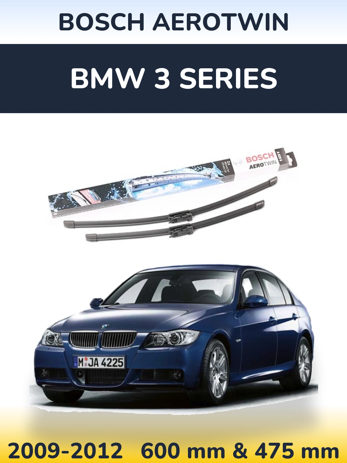 Комплект передних дворников BOSCH AeroTwin 600 & 475 мм для BMW 3 Series 2009-2012