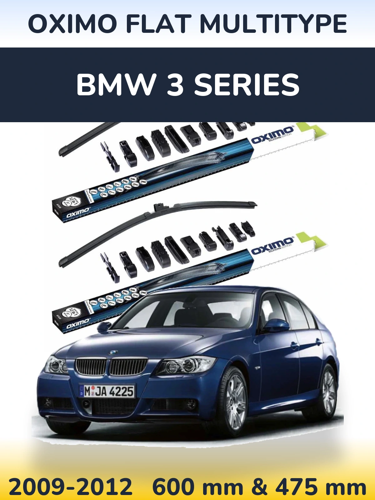 Komplet przednich wycieraczek Oximo Flat MultiType 600 & 475 mm do BMW Seria 3 2009-2012
