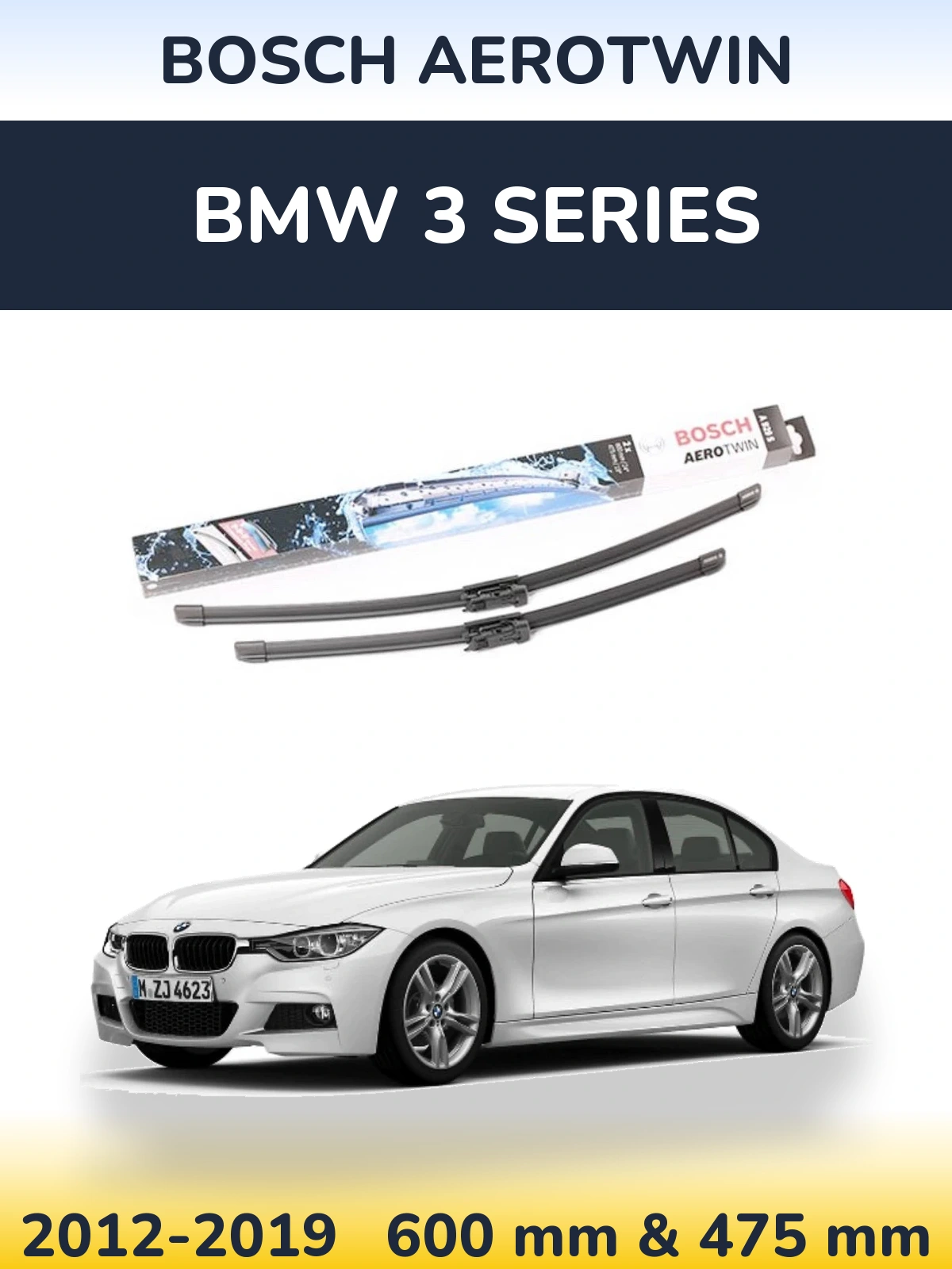 Komplet przednich wycieraczek BOSCH AeroTwin 600 & 475 mm do BMW Seria 3 2012-2019