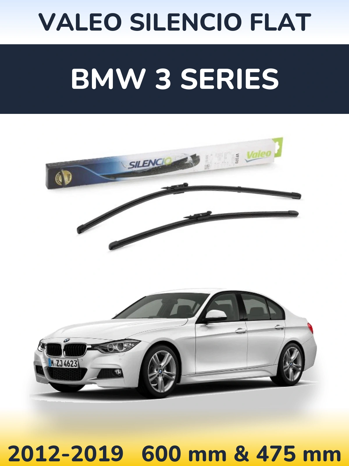 Komplet przednich wycieraczek Valeo Silencio Flat 600 & 475 mm do BMW Seria 3 2012-2019