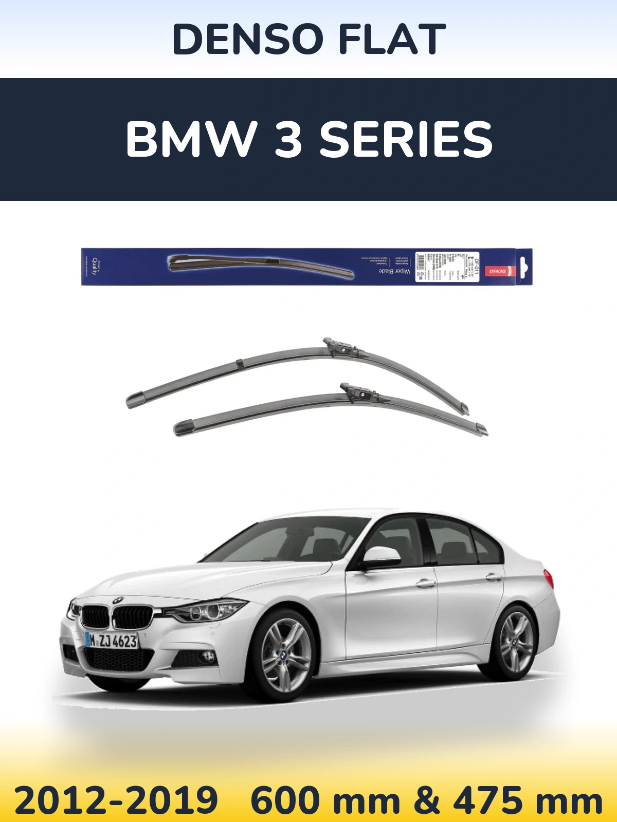 Комплект передніх щіток Denso Flat 600 & 475 мм для BMW 3 Series 2012-2019